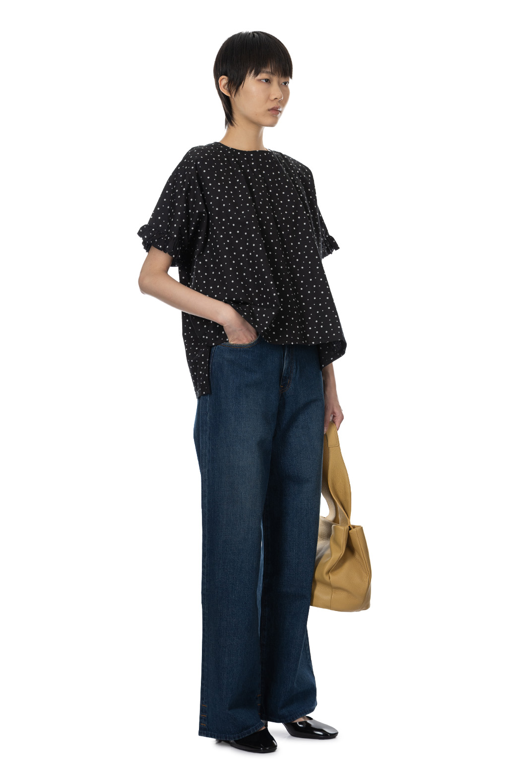 A+koloni - Cotton Broad Print Top - Black