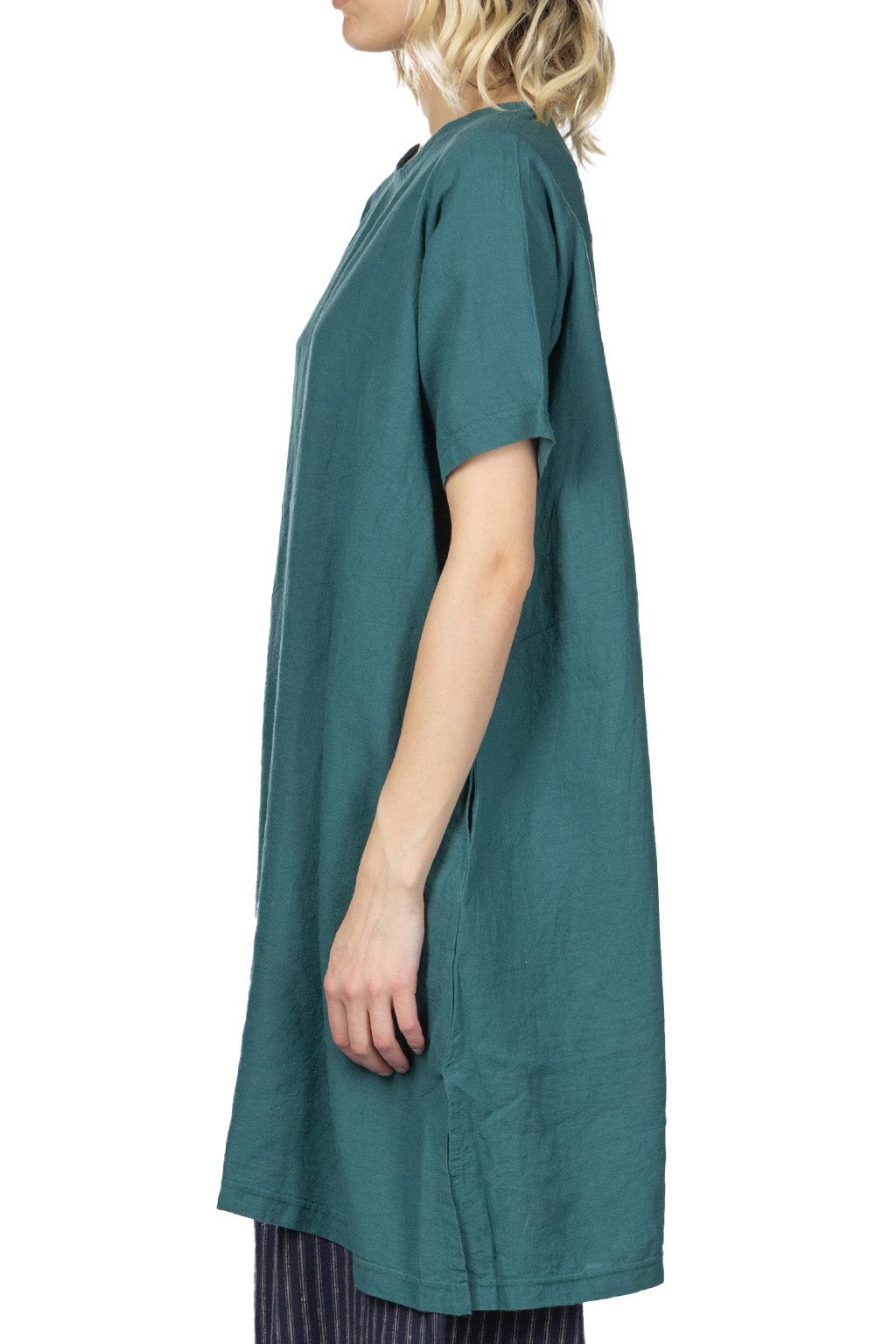 A+koloni - Azumadaki Linen Basic Dress - Green
