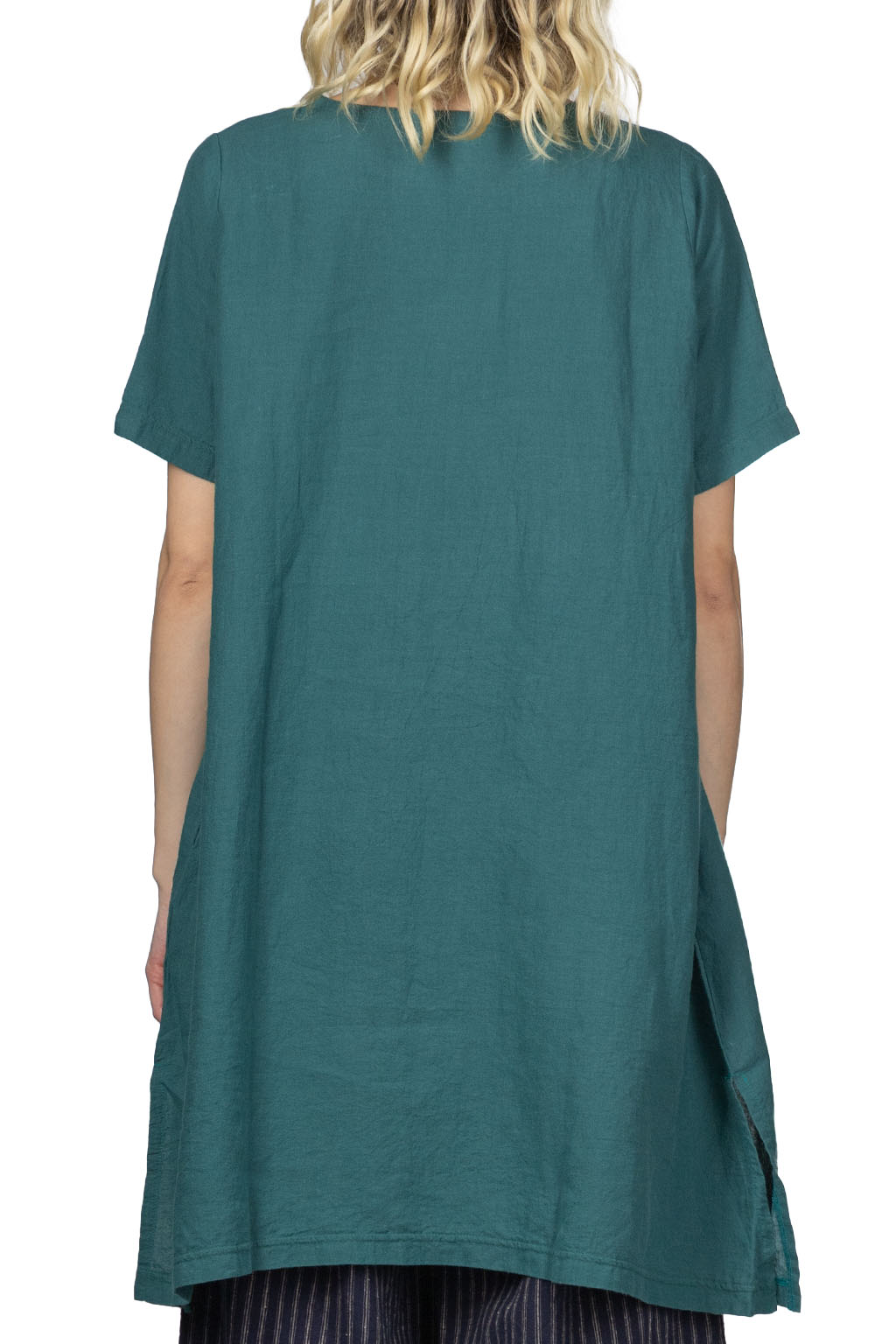 A+koloni - Azumadaki Linen Basic Dress - Green