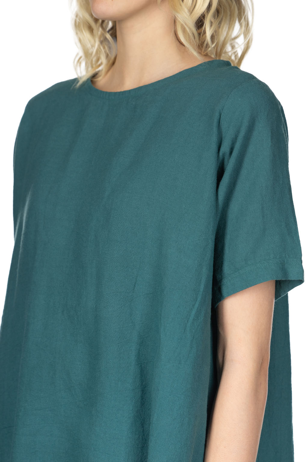 A+koloni - Azumadaki Linen Basic Dress - Green