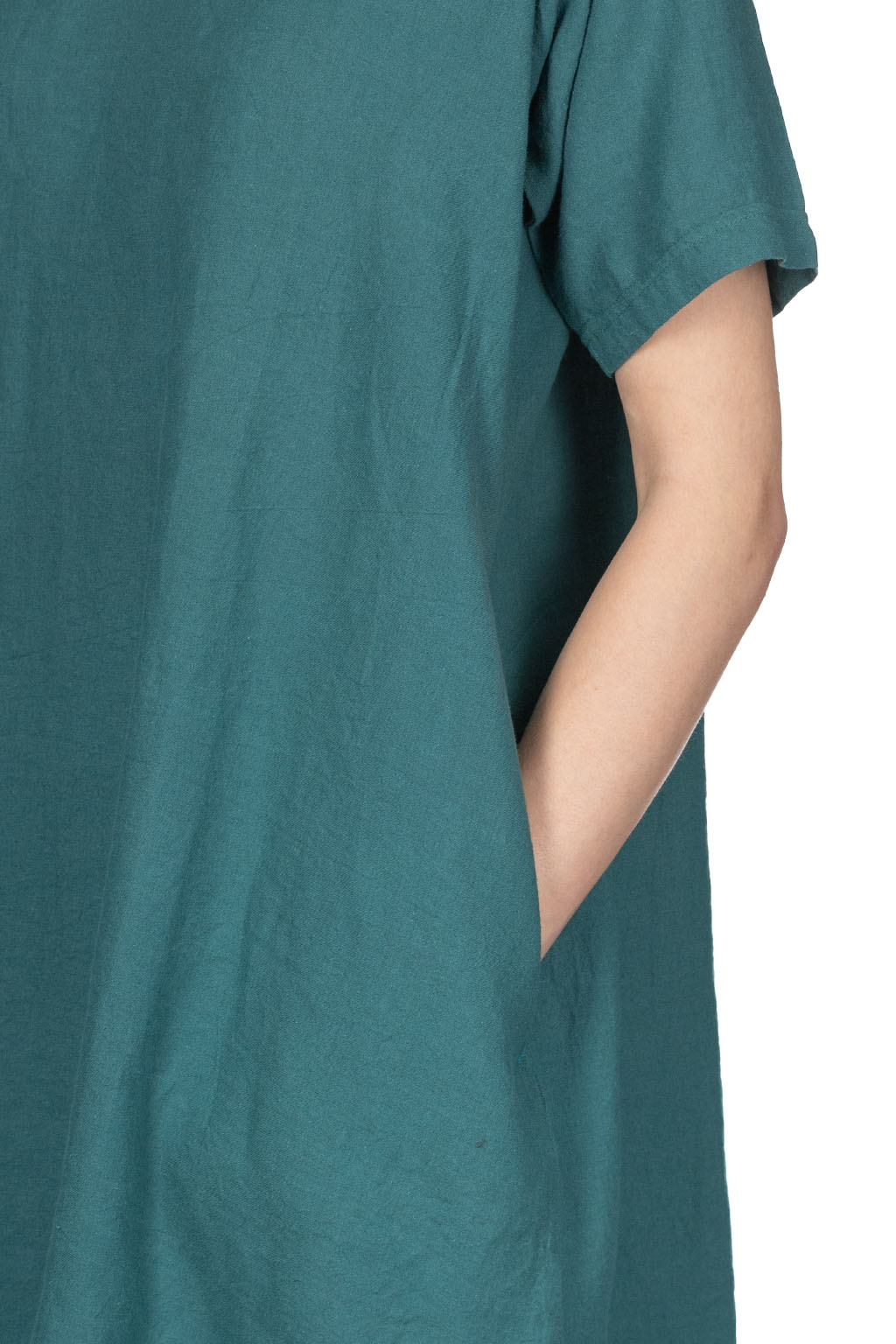 A+koloni - Azumadaki Linen Basic Dress - Green