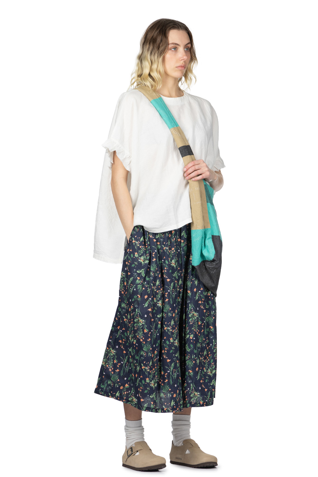 A+koloni - Azumadaki Ramie Frilled Sleeve Top - Off White