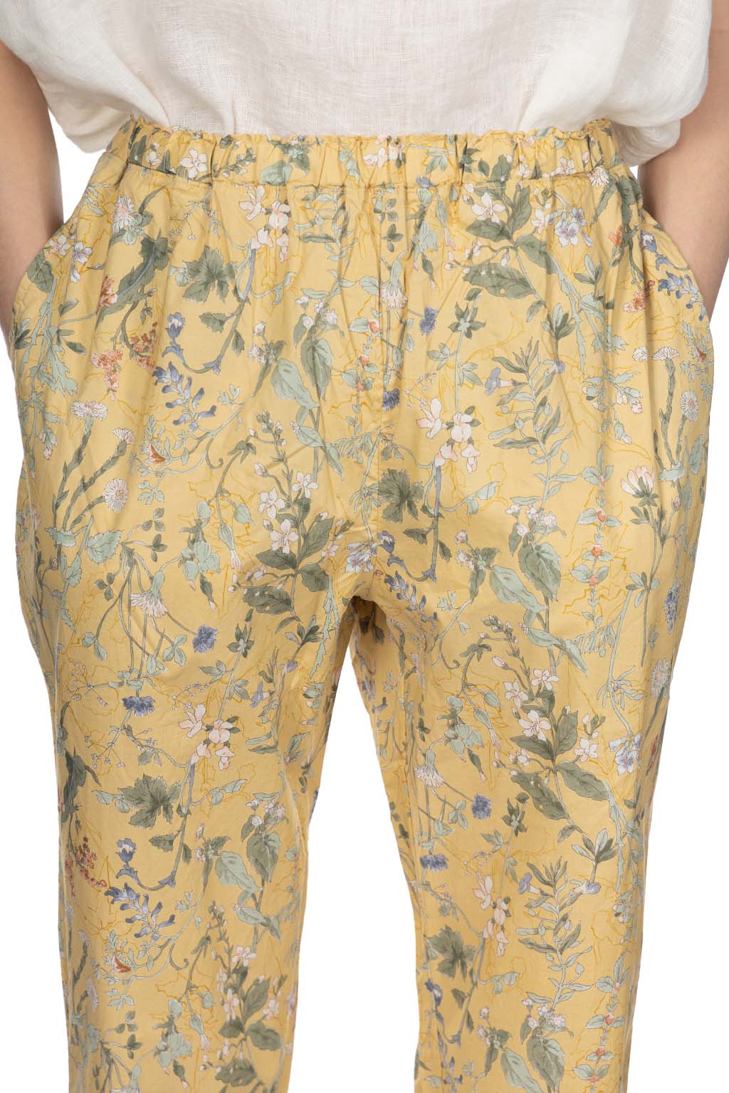 A+koloni - Cotton Flower Print Pants - Yellow