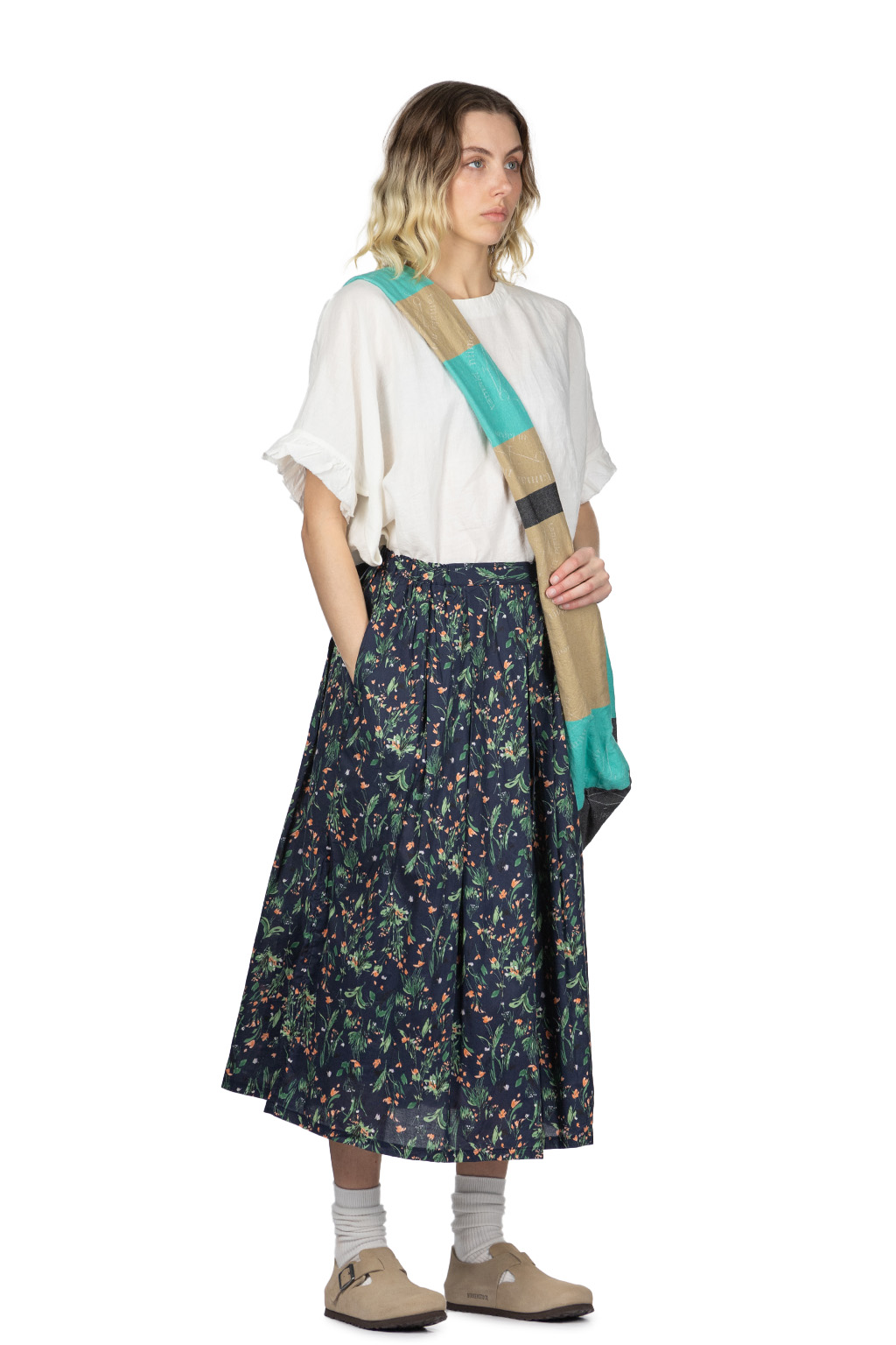 A+koloni - Flower Print Skirt - Navy