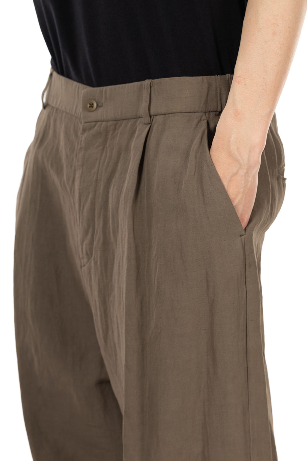 ATON - Loose Fit Pants - Cotton Linen Voile - Beige
