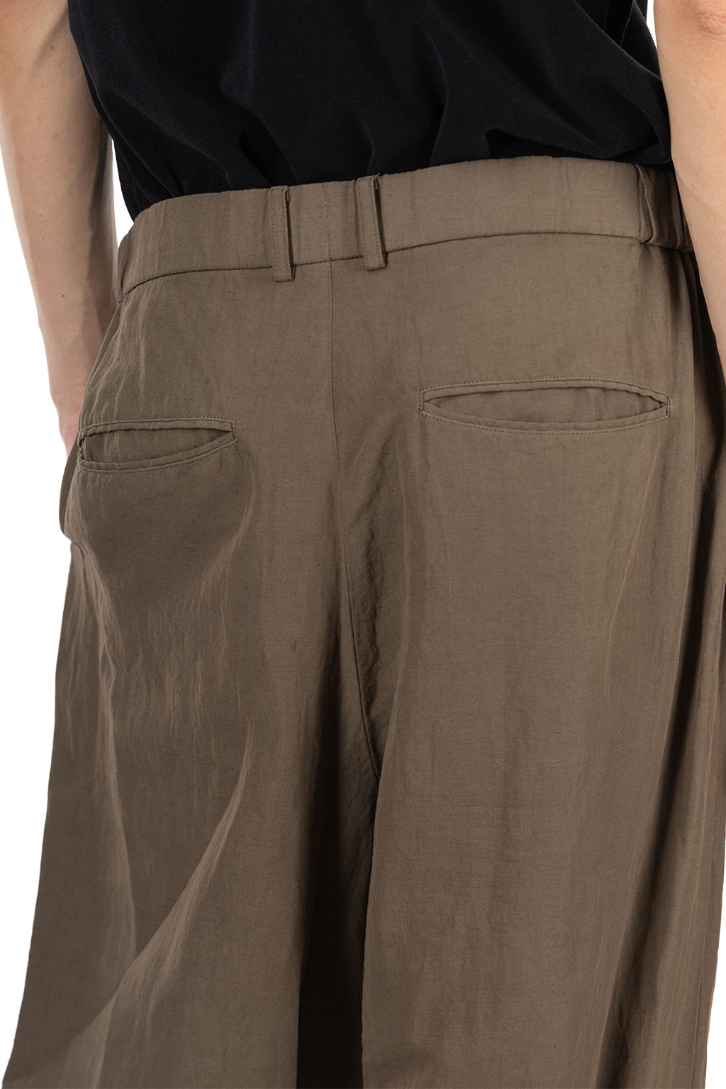 ATON - Loose Fit Pants - Cotton Linen Voile - Beige