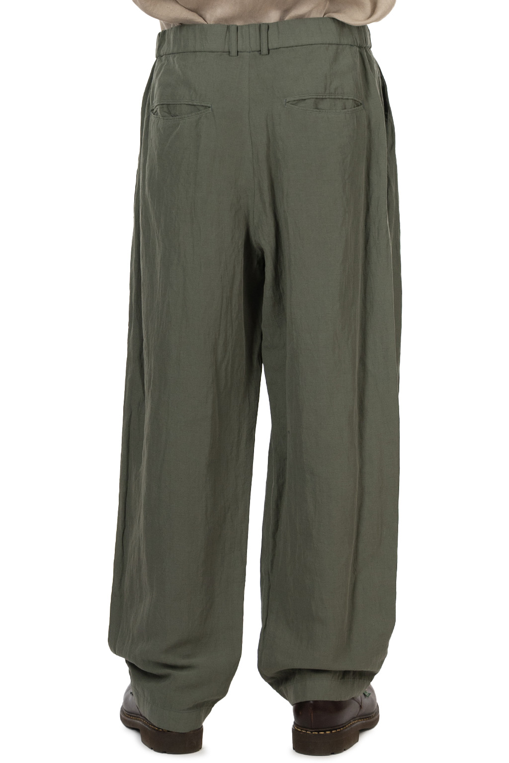 ATON - Loose Fit Pants - Cotton Linen Voile - Khaki