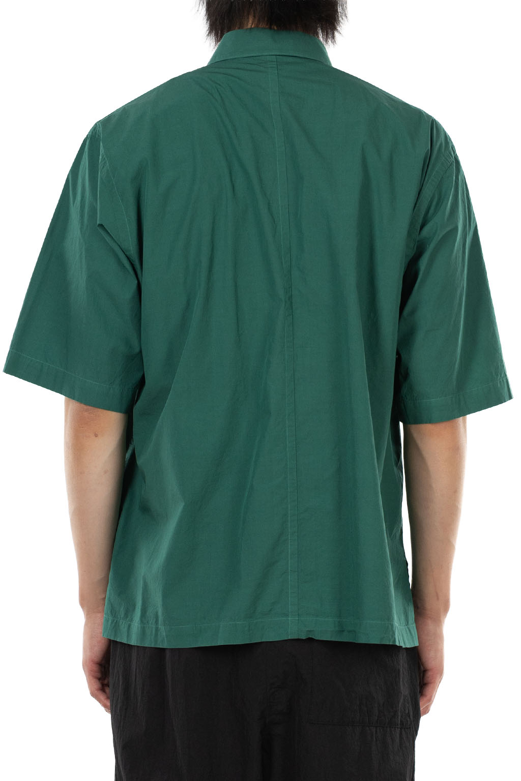 ATON - Oversized Half Sleeve Shirt - Shrink Cotton Lawn - Green