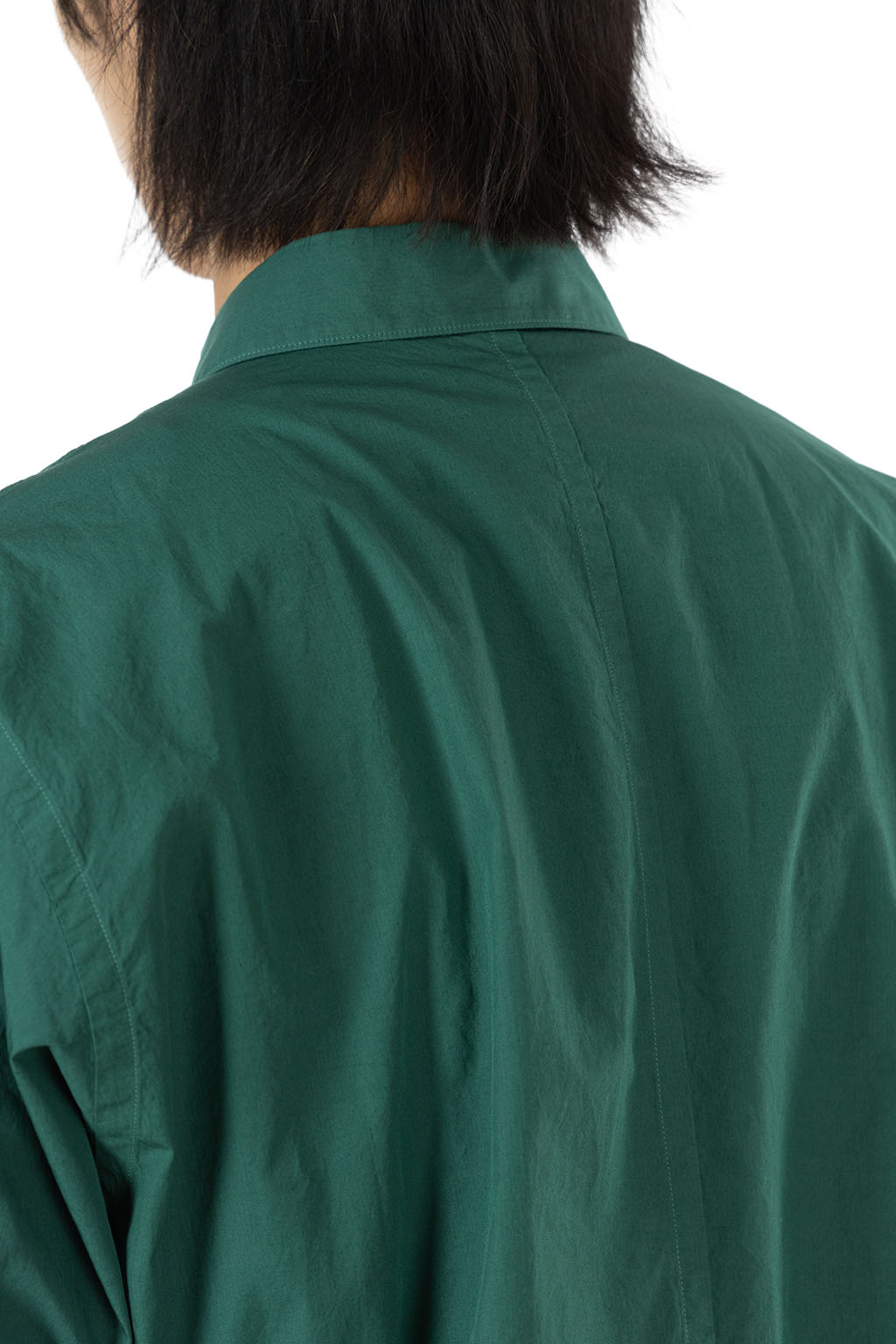 ATON - Oversized Half Sleeve Shirt - Shrink Cotton Lawn - Green
