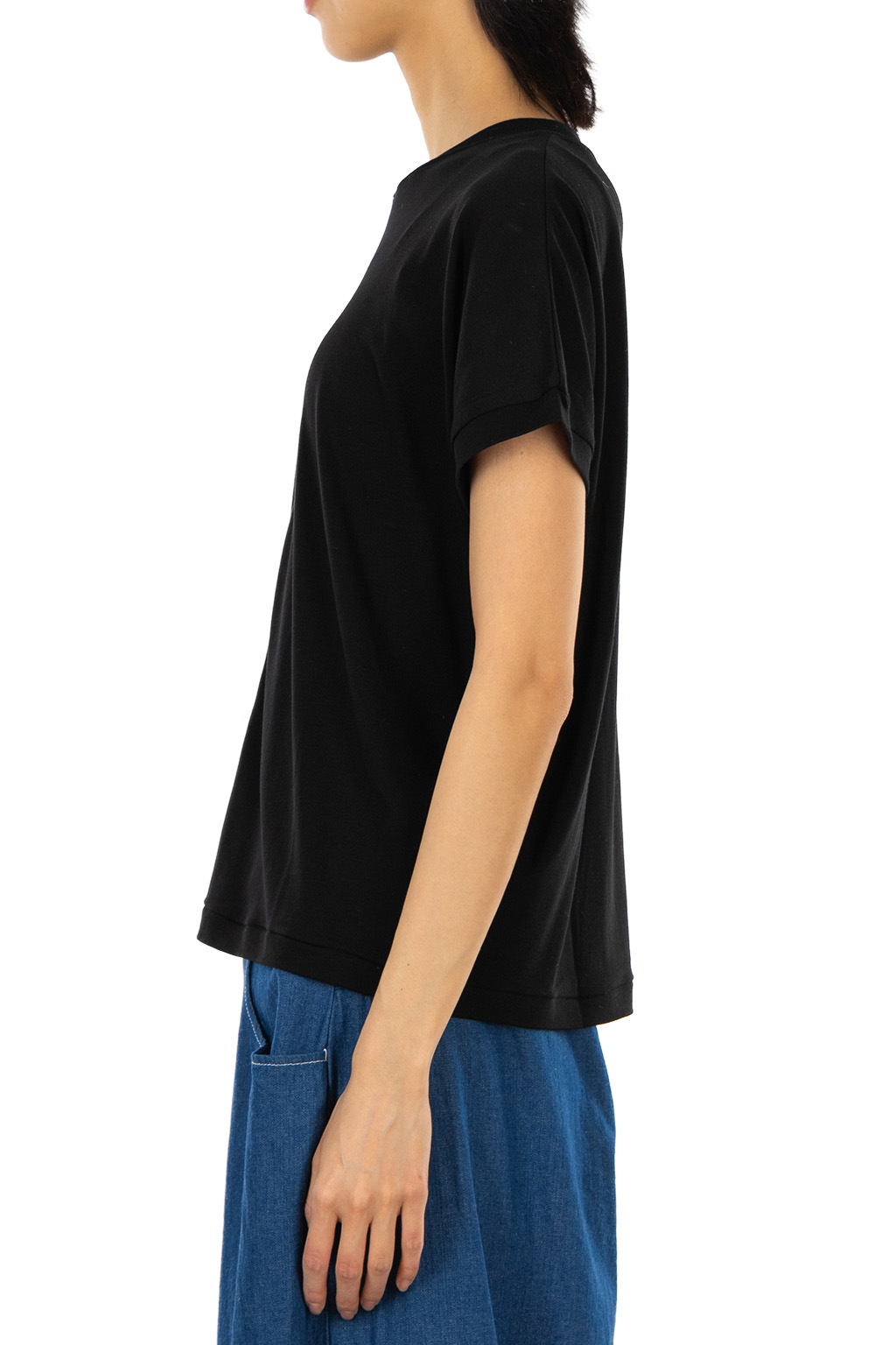 ATON - Oversized T-Shirt - Cotton Linen Fraise - Black 