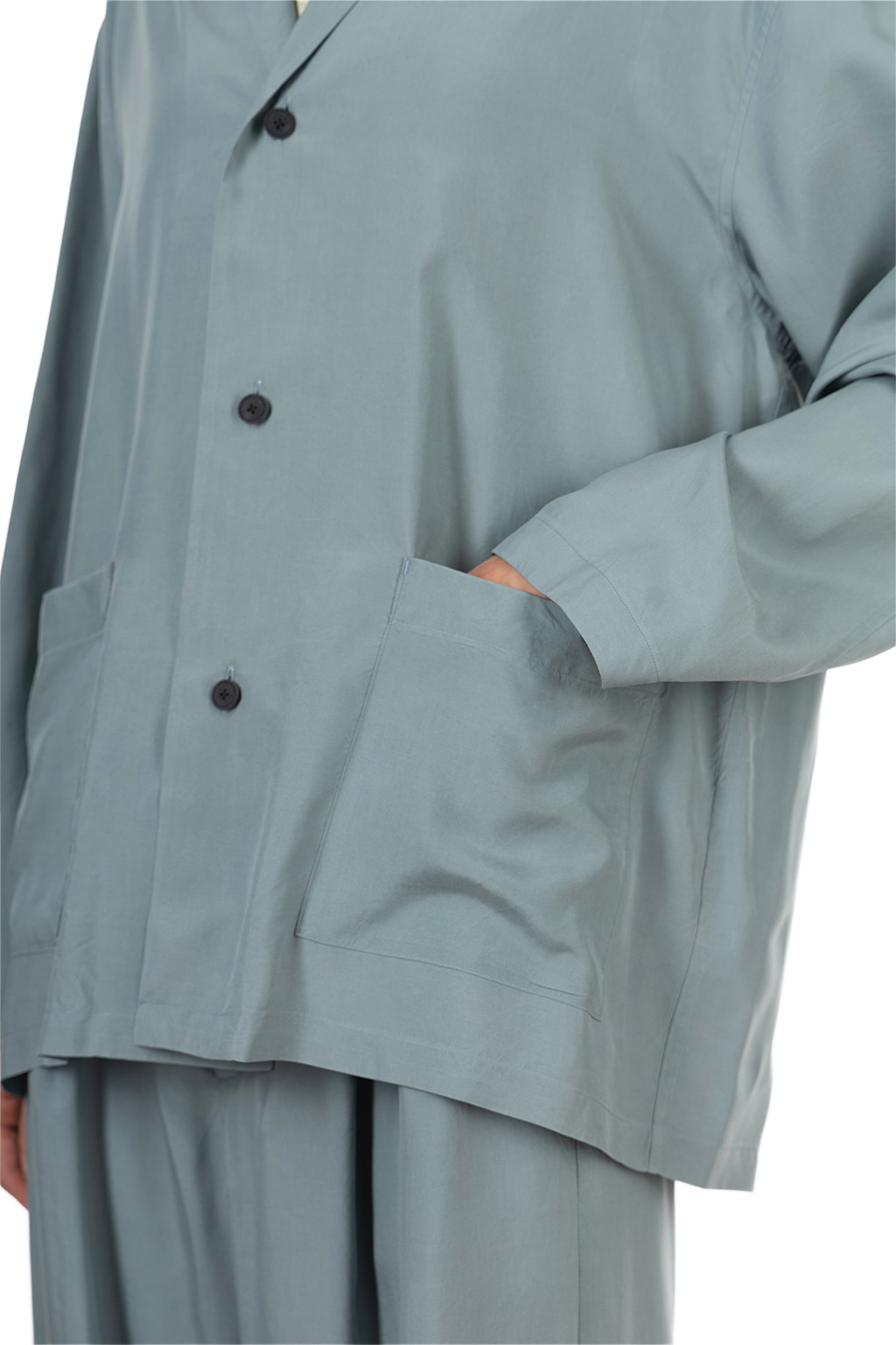 ATON - Shirts Jacket - Silk Suede - Sax