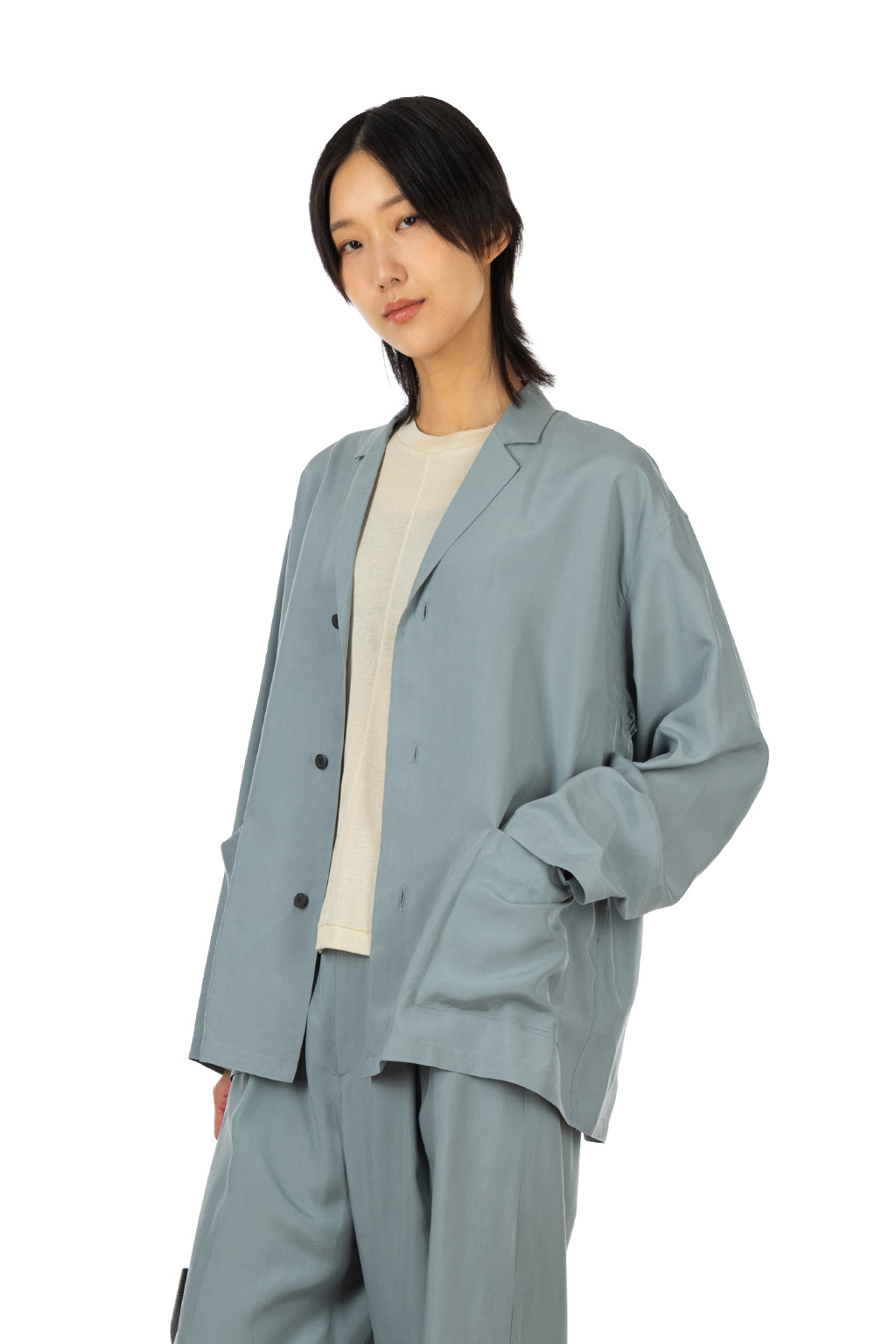 ATON - Shirts Jacket - Silk Suede - Sax