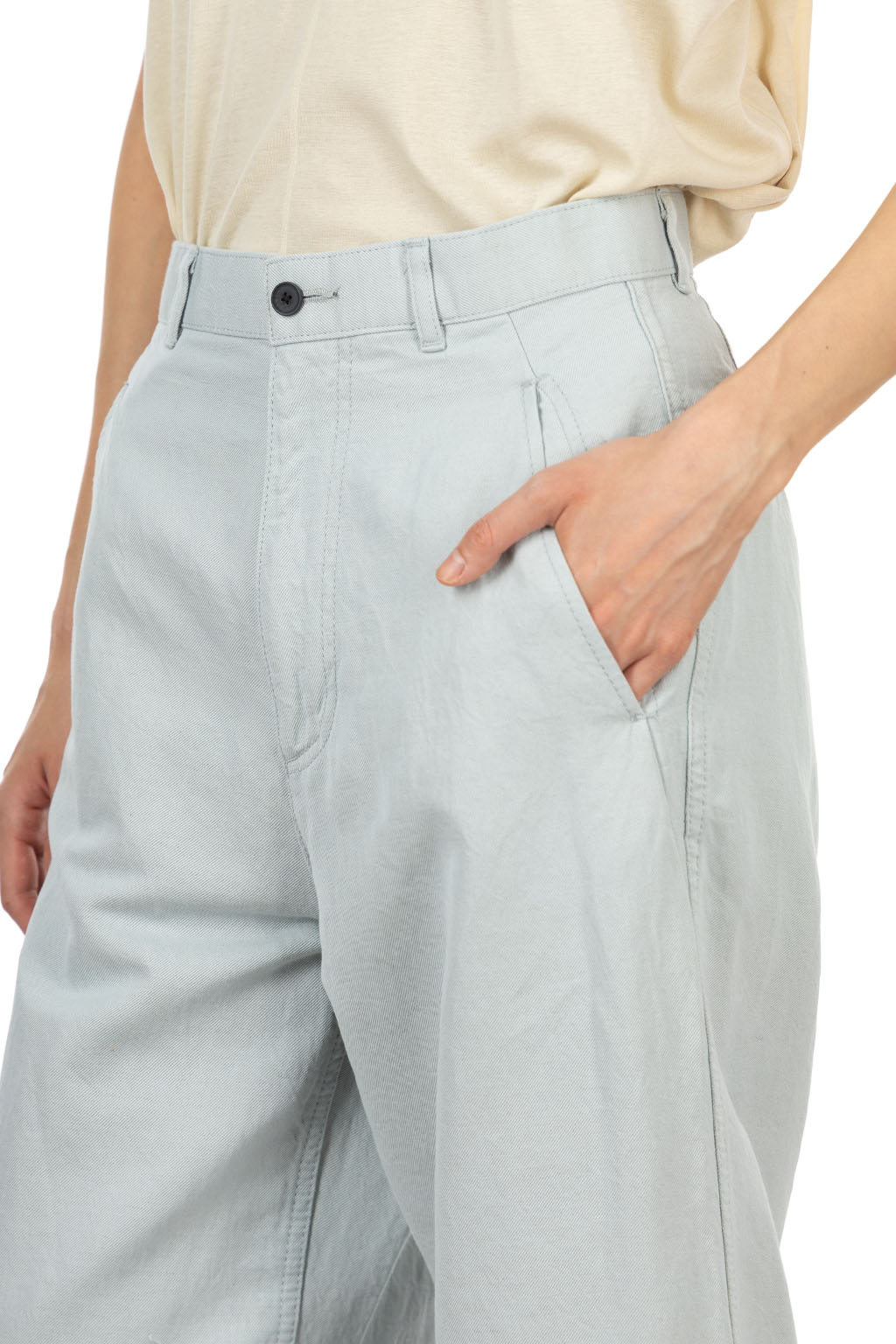 ATON - Work Pants - Cotton Linen Katsuragi - Dull Sax