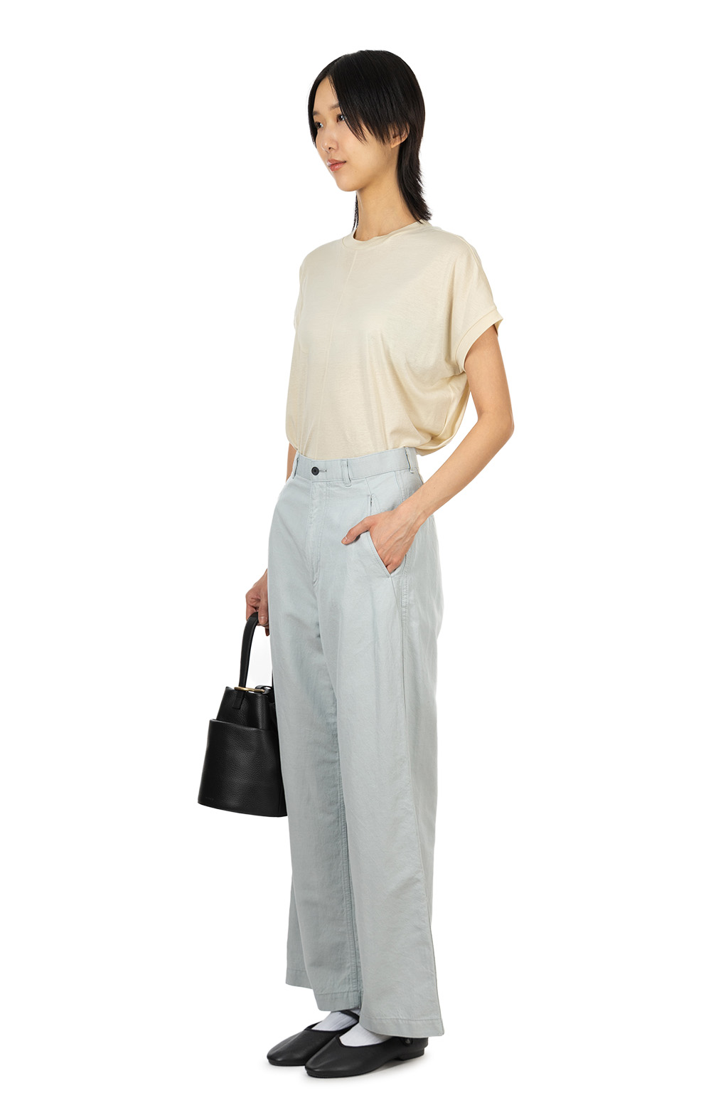 ATON - Work Pants - Cotton Linen Katsuragi - Dull Sax