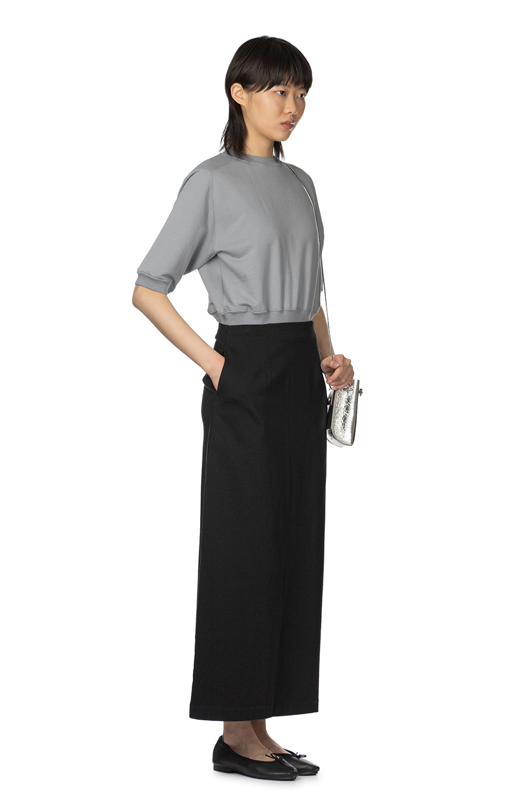 AURALEE - Cotton Slub Rayon Plaiting Skirt - Black