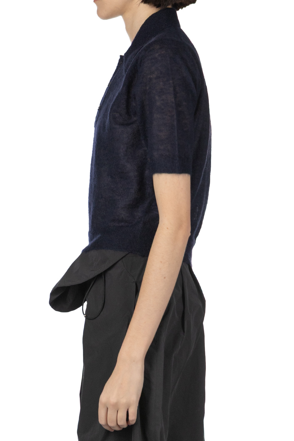 AURALEE - Kid Mohair Sheer Knit Polo - Navy