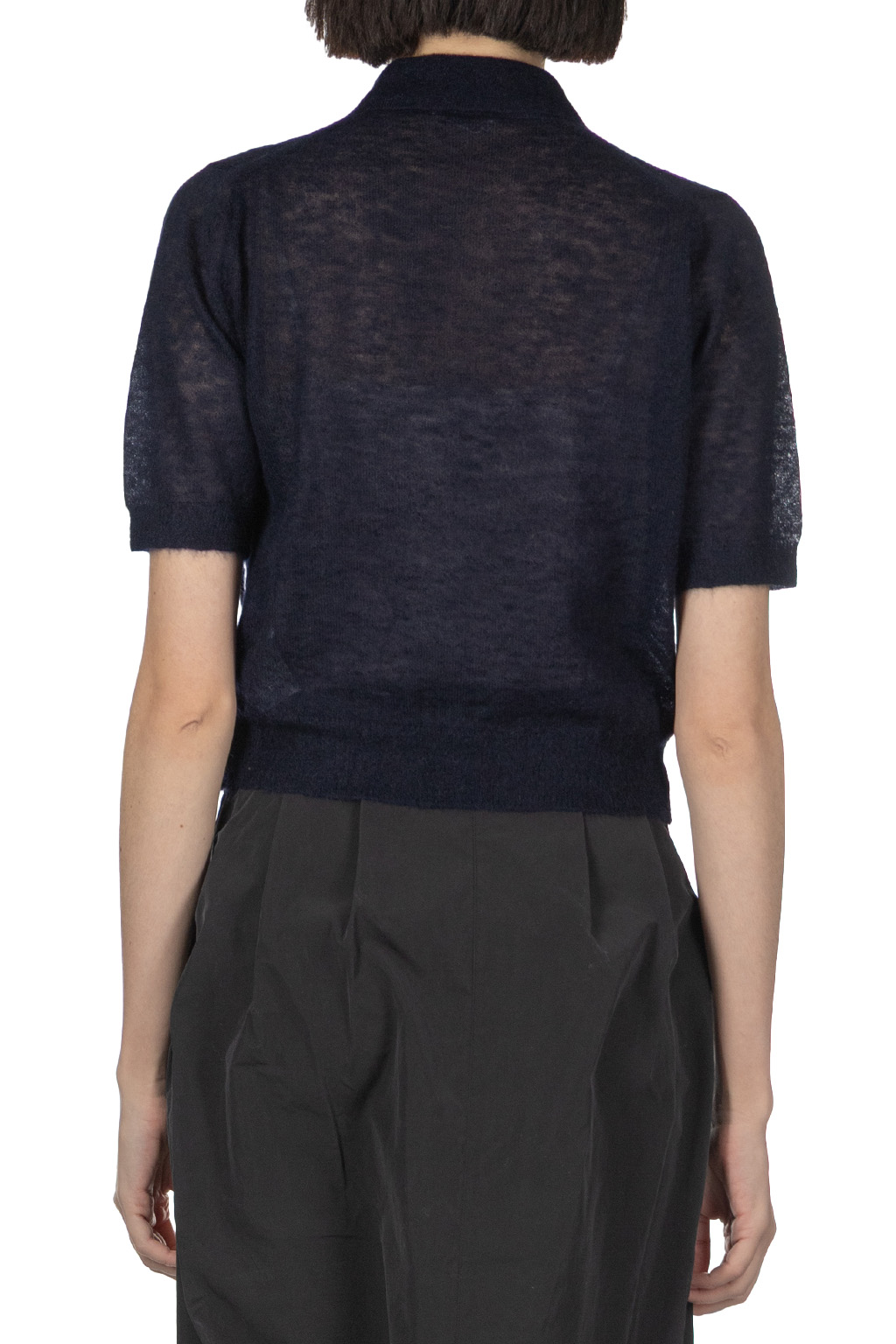 AURALEE - Kid Mohair Sheer Knit Polo - Navy