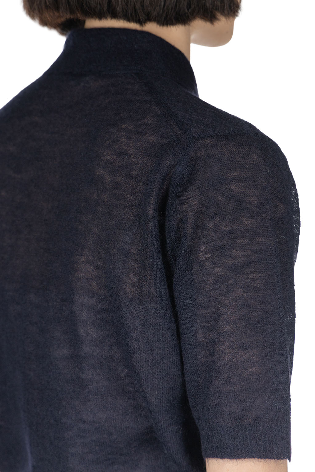 AURALEE - Kid Mohair Sheer Knit Polo - Navy