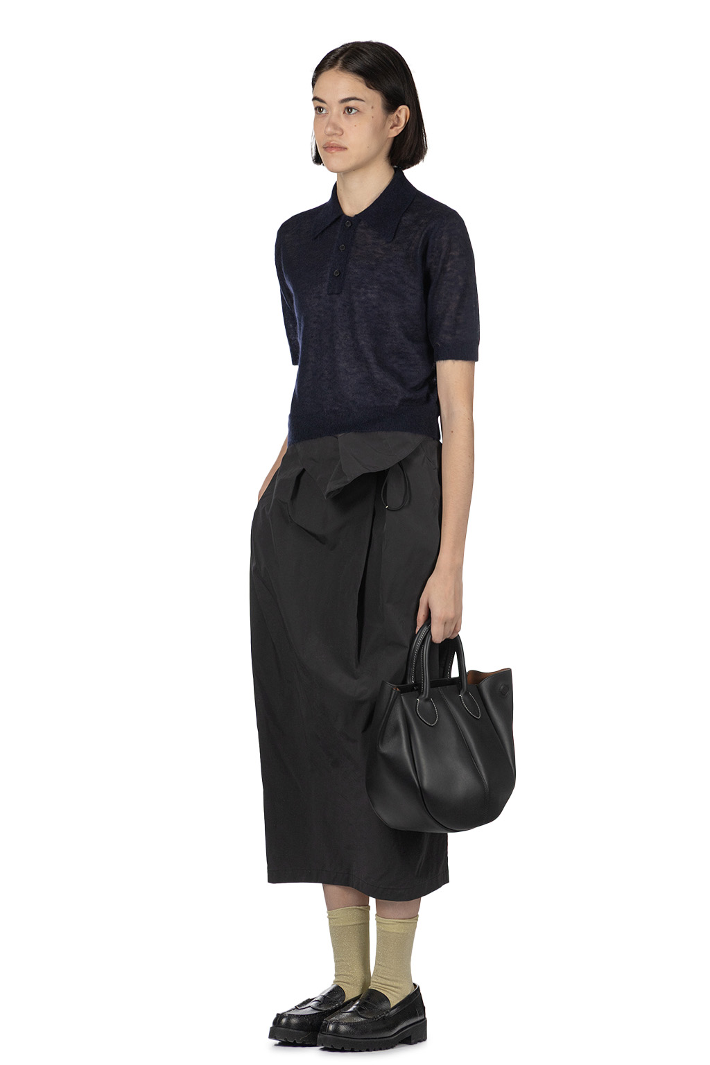 AURALEE - Kid Mohair Sheer Knit Polo - Navy