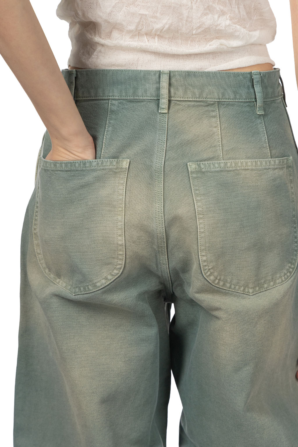AURALEE - Orgainc Cotton Duck Pants - Ash Green