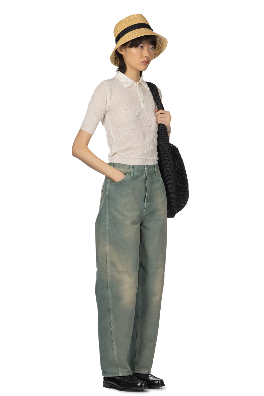 AURALEE - Orgainc Cotton Duck Pants - Ash Green