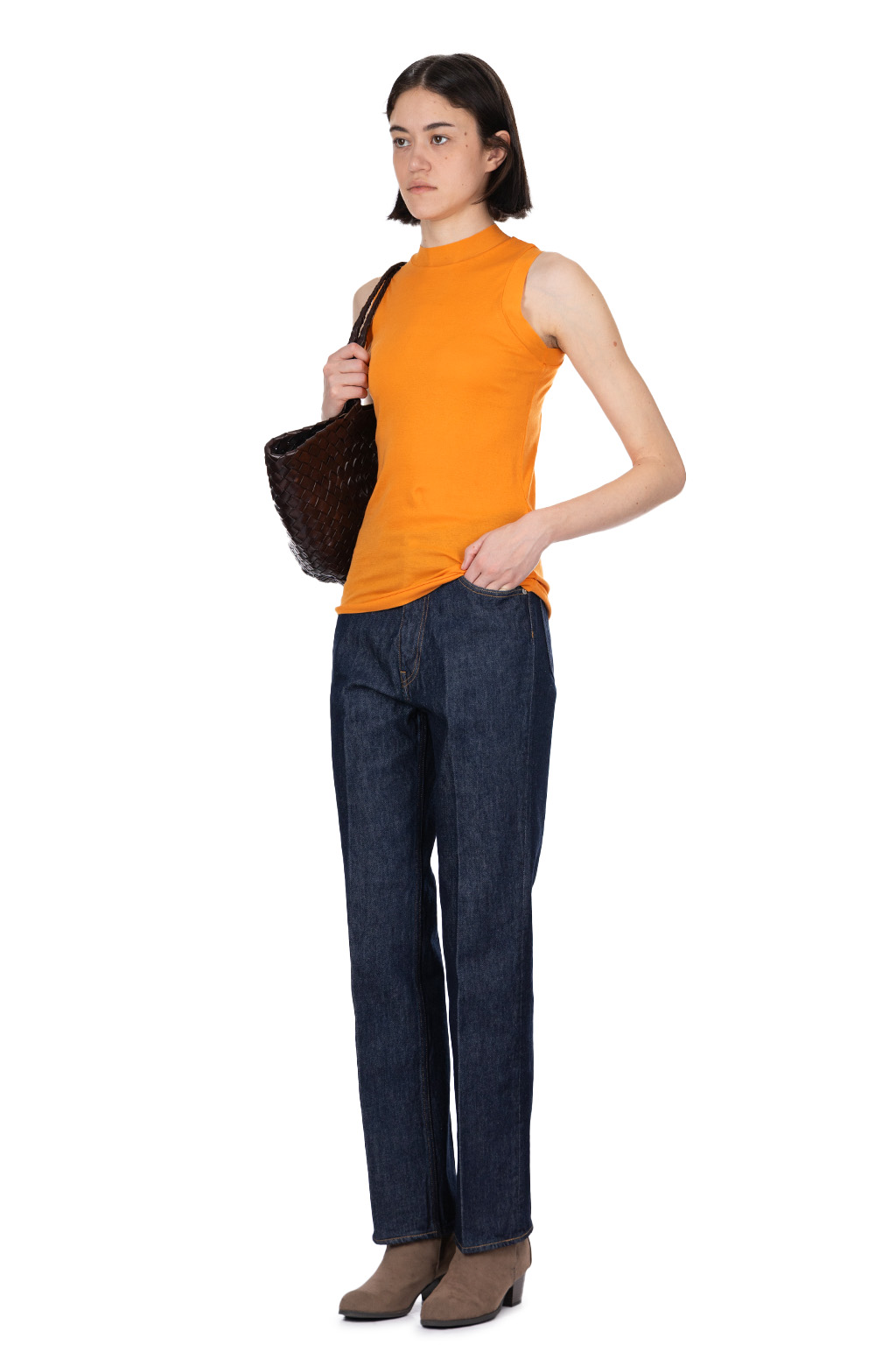 AURALEE - Super High Gauge Sheer Rib Tank Top - Orange