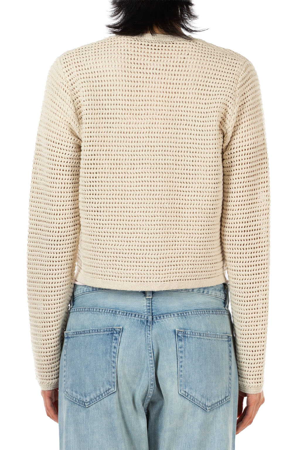AURALEE - Tussah Silk Cotton Mesh Knit Cardigan - Ivory