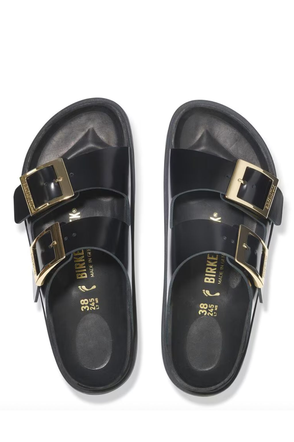 Birkenstock - Arizona Droplet Buckle Natural Leather Patent Narrow - HS Black 