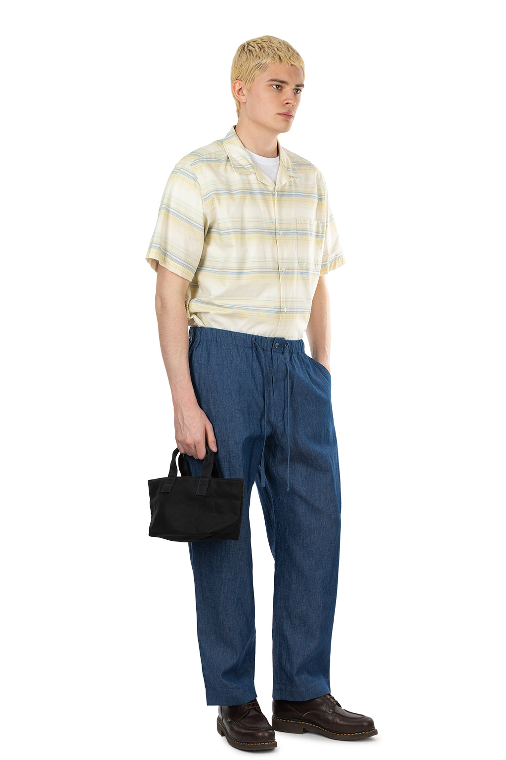 CALE - Cotton Linen Ramie Denim Pants - Blue
