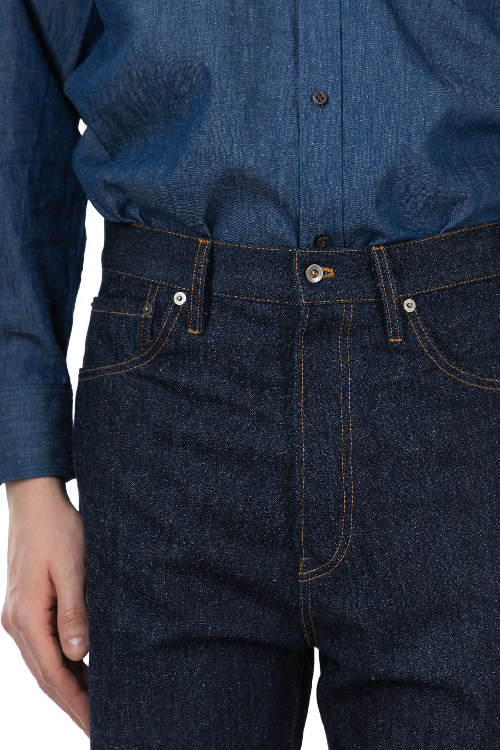 CALE - Cotton Silk Denim Pants - Blue