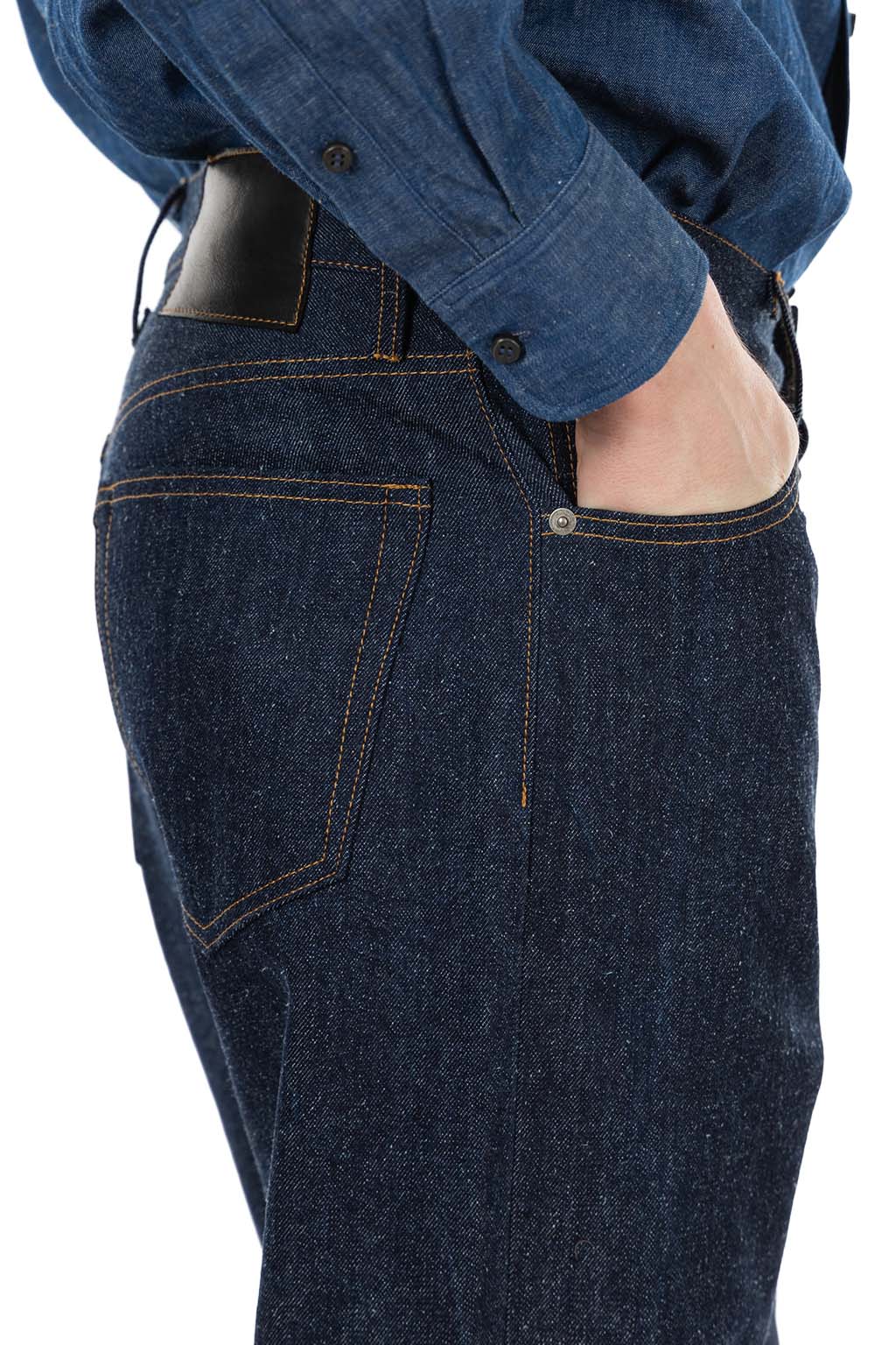 CALE - Cotton Silk Denim Pants - Blue