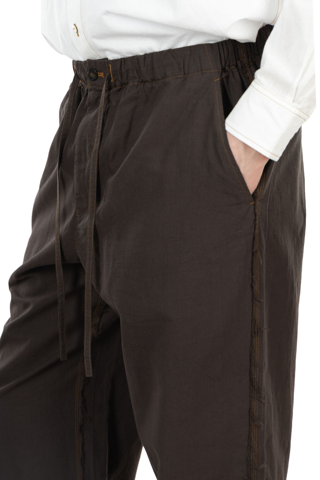 CALE - Khadi Garment-Dyed Cotton Drawstring Pants - Sumi Black