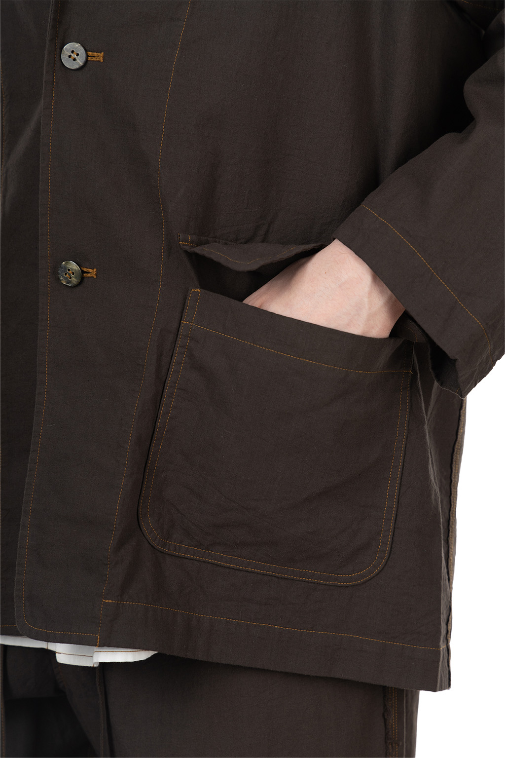 CALE - Khadi Garment-Dyed Cotton Jacket - Sumi Black
