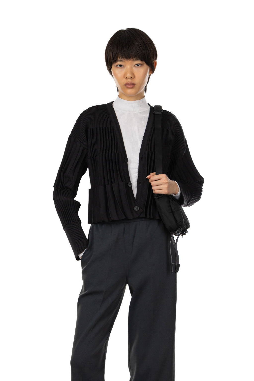 CFCL - Accordion Cropped Cardigan - Black