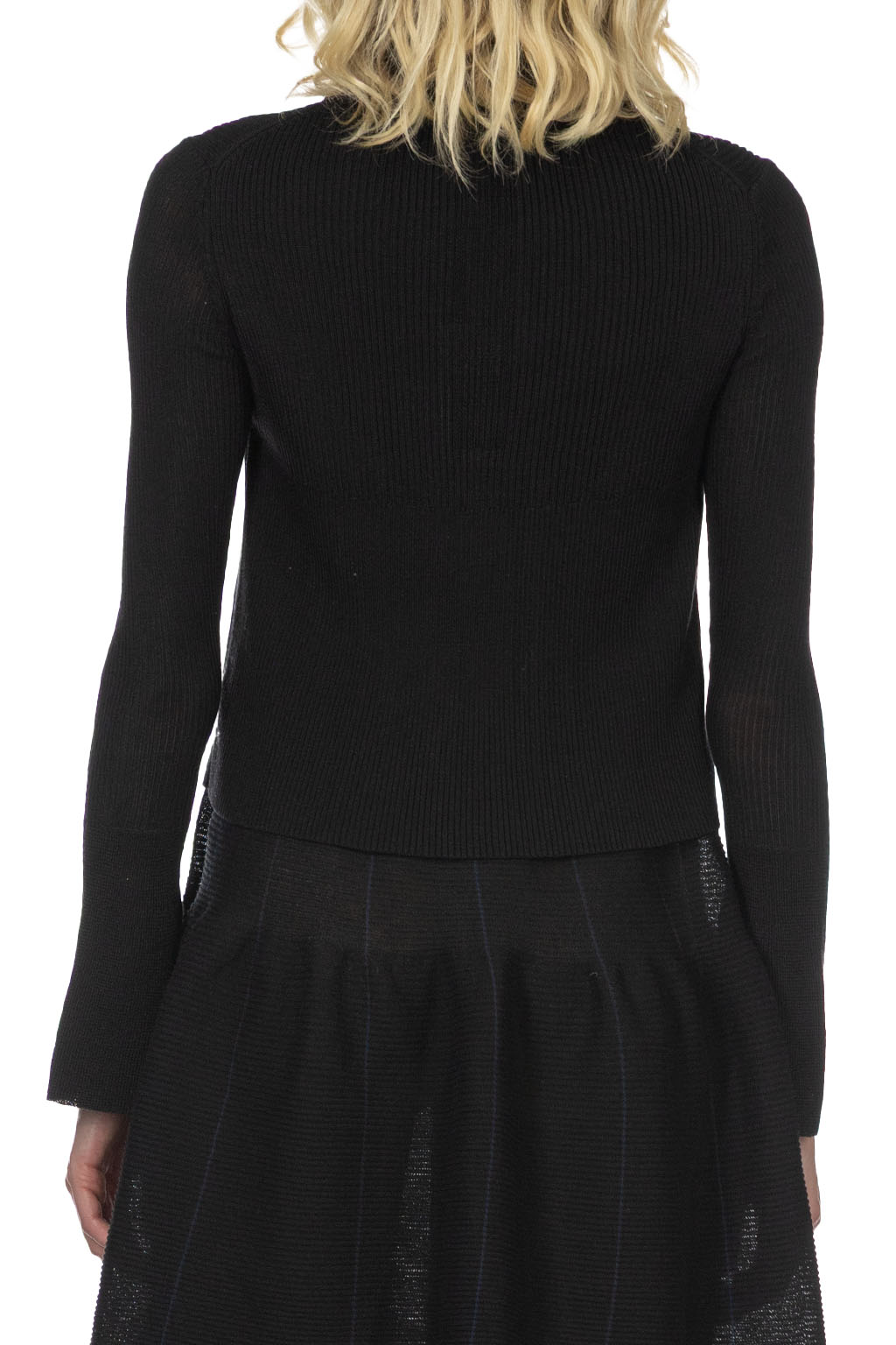 CFCL - Silk Cropped Shirt Cardigan - Black