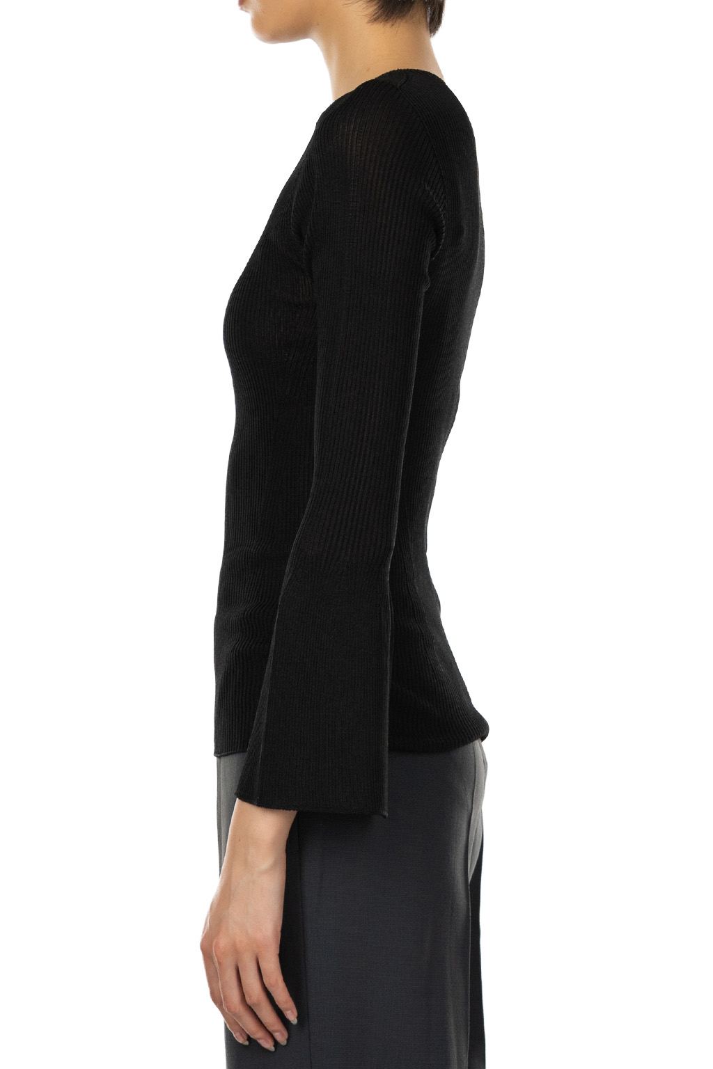 CFCL - Soft Portrait Long Bell Sleeve Top - Black