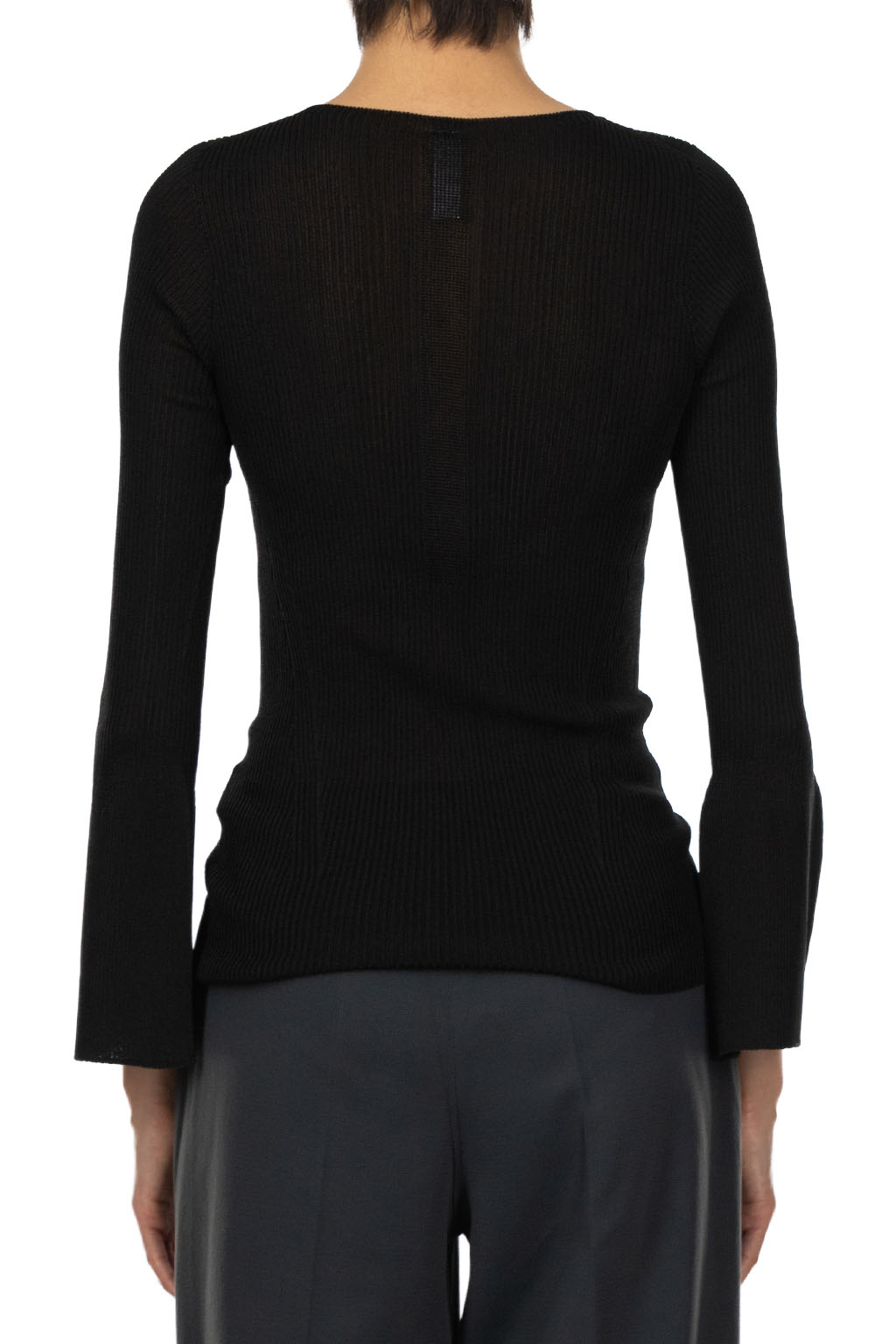 CFCL - Soft Portrait Long Bell Sleeve Top - Black