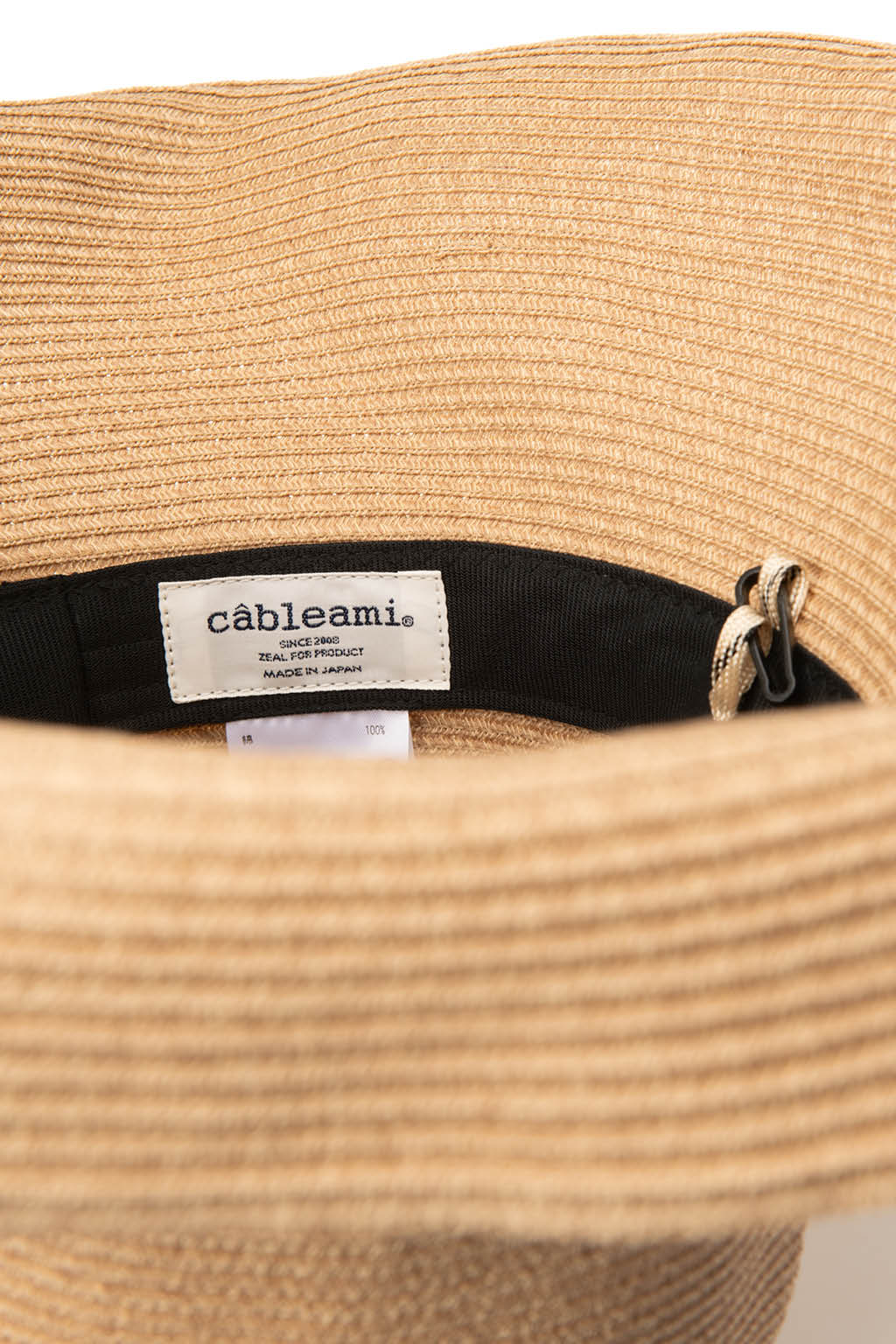 Cableami - Cotton Braid Capeline Wide Brim with Strap - Beige