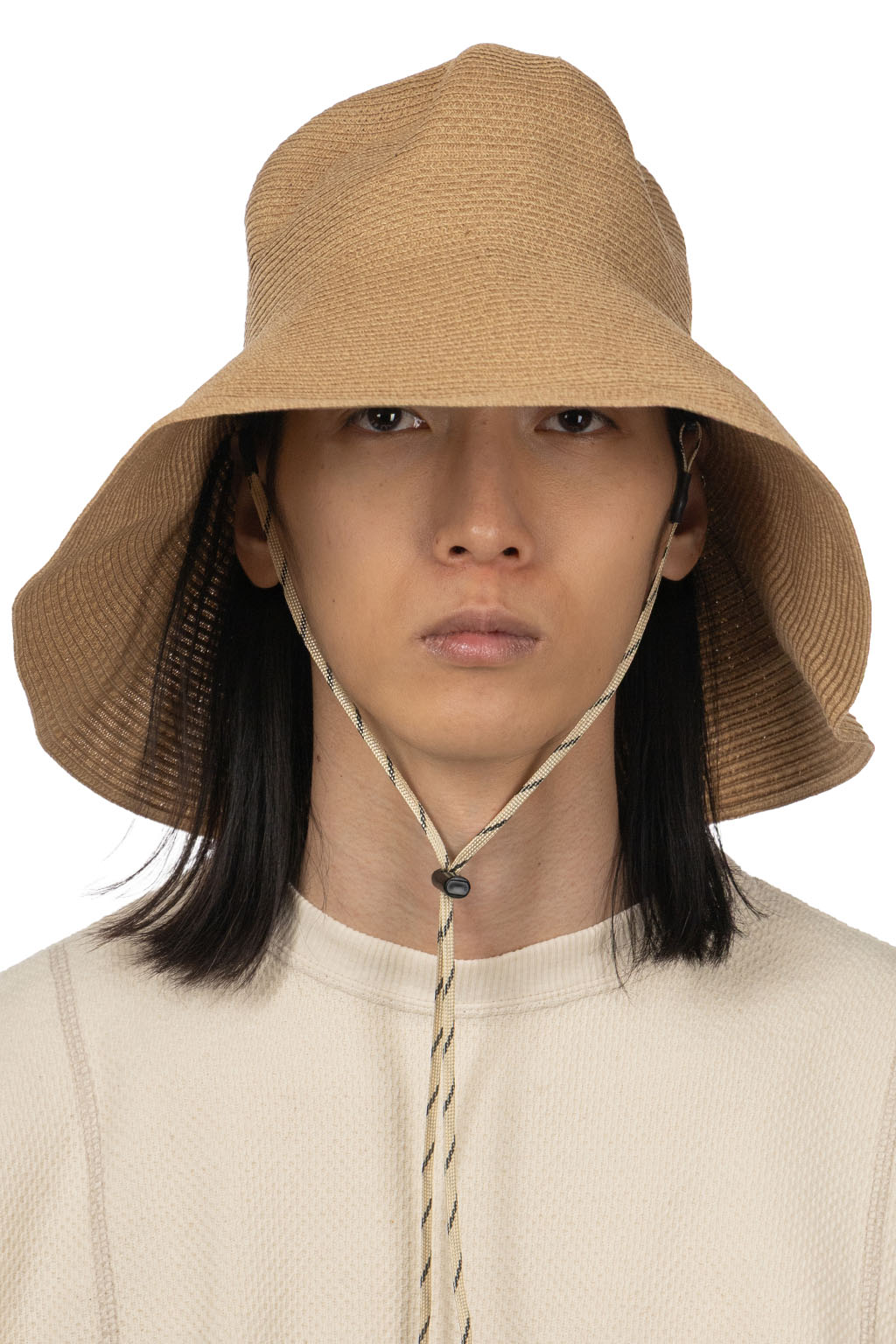 Cableami - Cotton Braid Capeline Wide Brim with Strap - Beige