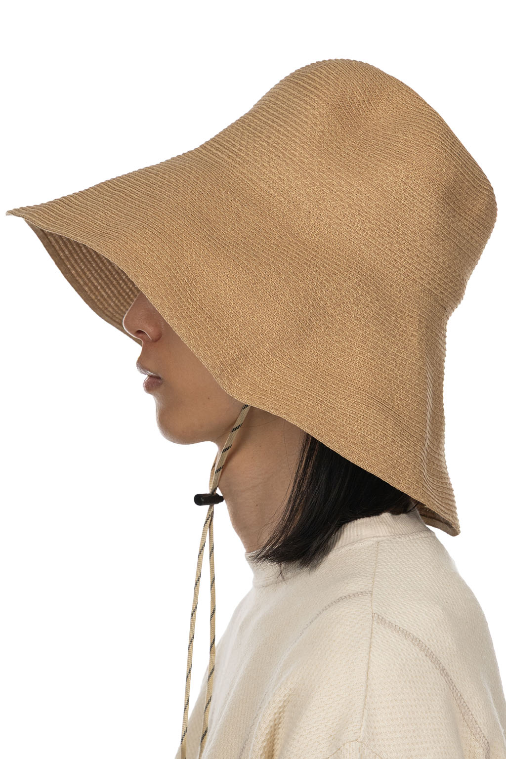 Cableami - Cotton Braid Capeline Wide Brim with Strap - Beige