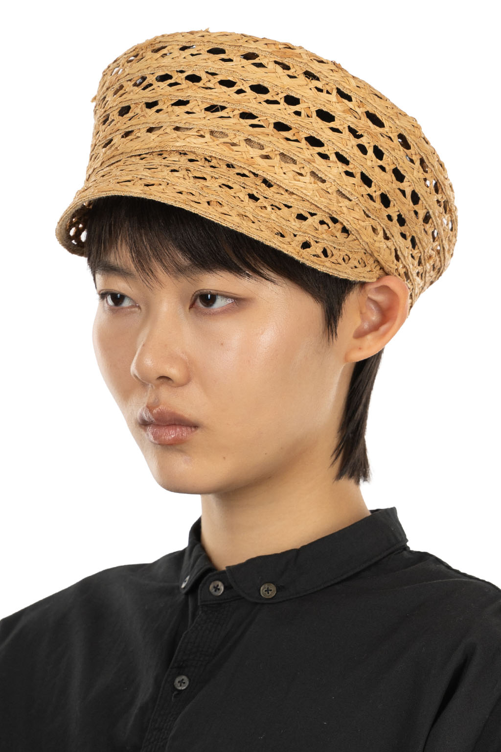 Cableami - Raffia Open Weave Braid Casquette - Natural