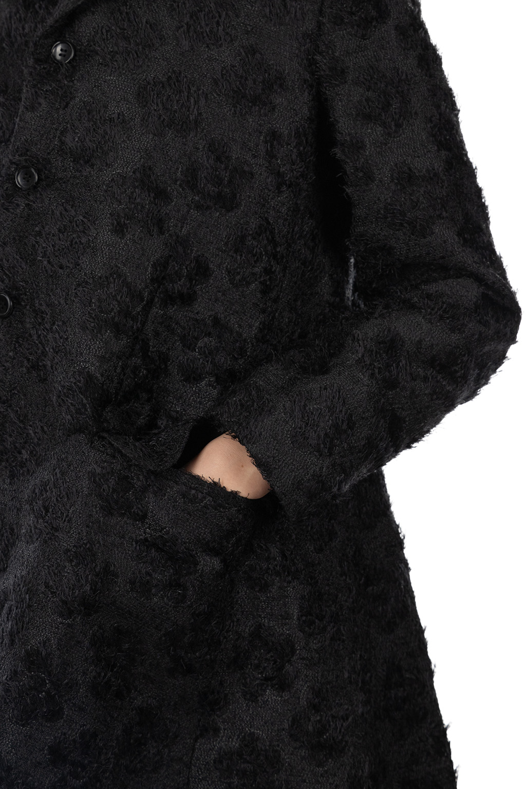 Comme Des Garcons Comme Des Garcons  - Textured Floral Jacquard Coat - Black