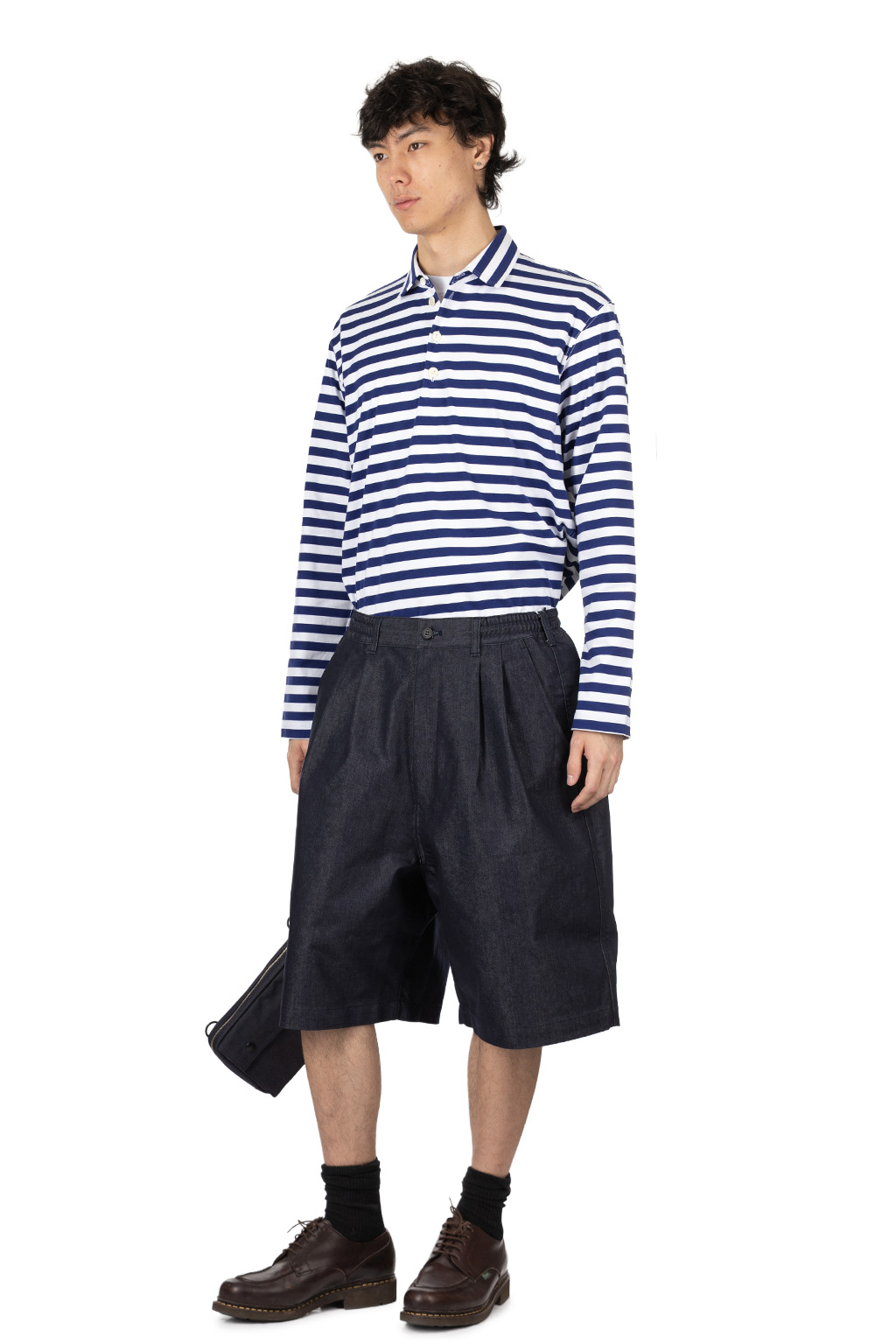Comme Des Garcons Homme - Cotton Denim Shorts - Navy White