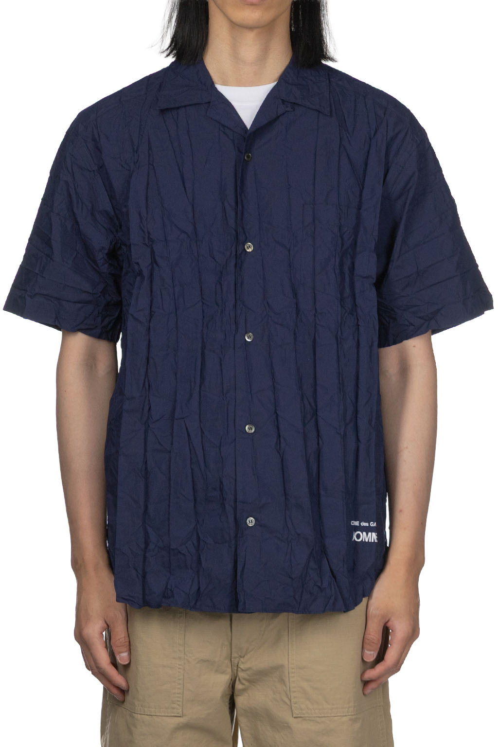 Comme Des Garcons Homme - Cotton x Poly Pleated SS Shirt - Navy