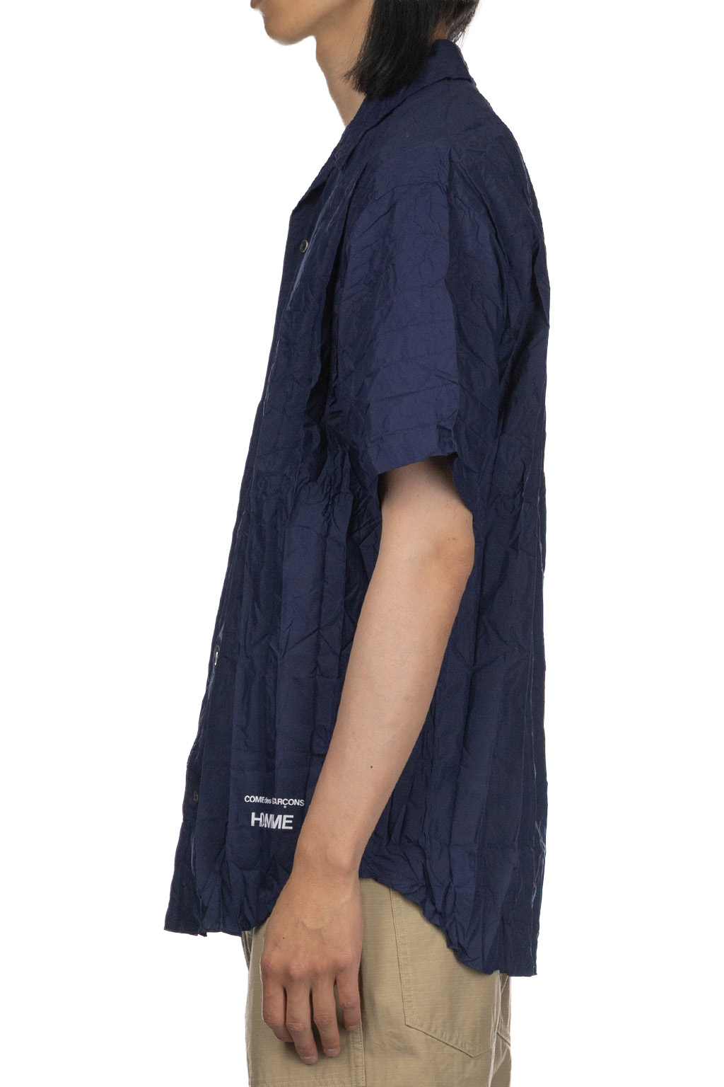 Comme Des Garcons Homme - Cotton x Poly Pleated SS Shirt - Navy