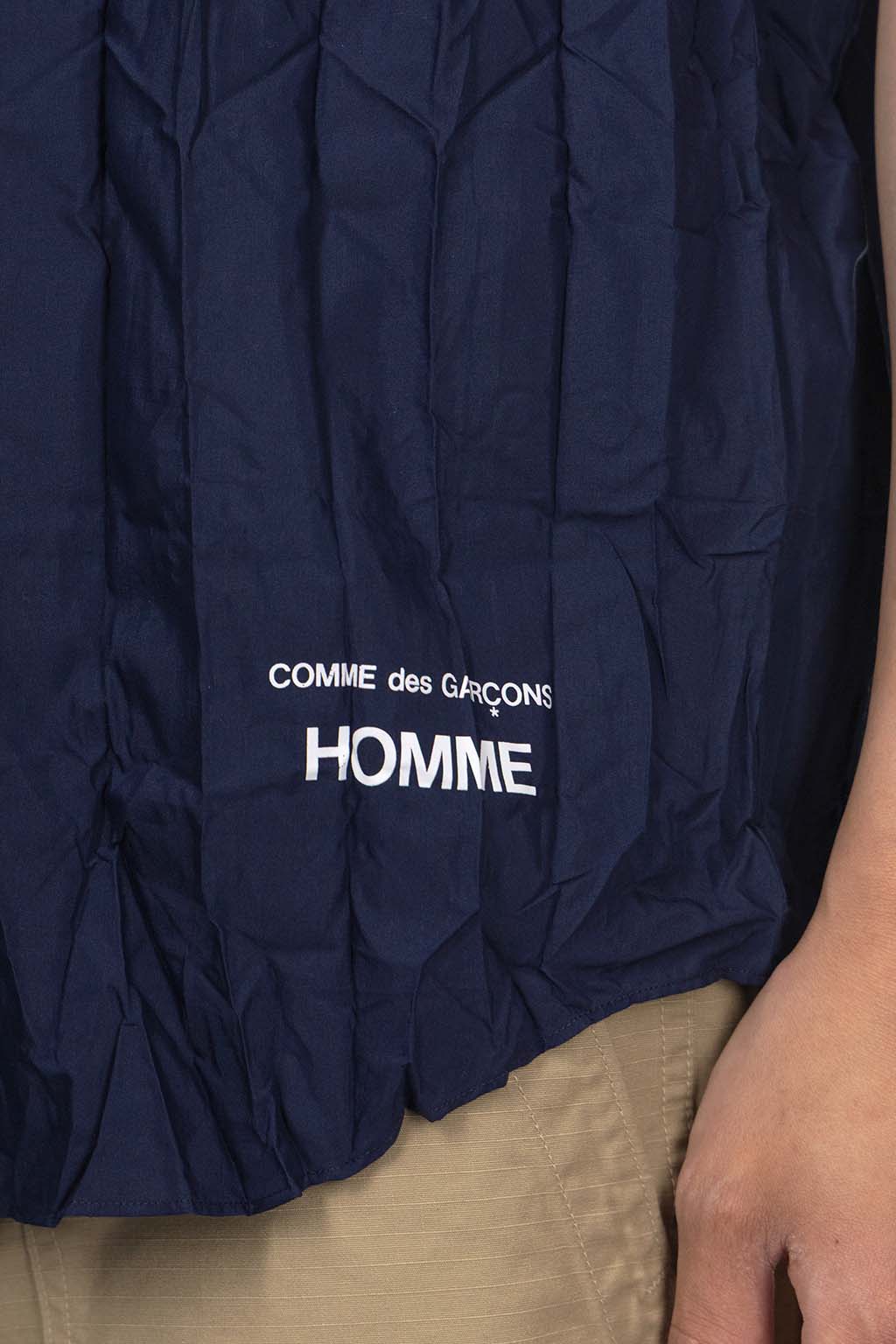 Comme Des Garcons Homme - Cotton x Poly Pleated SS Shirt - Navy