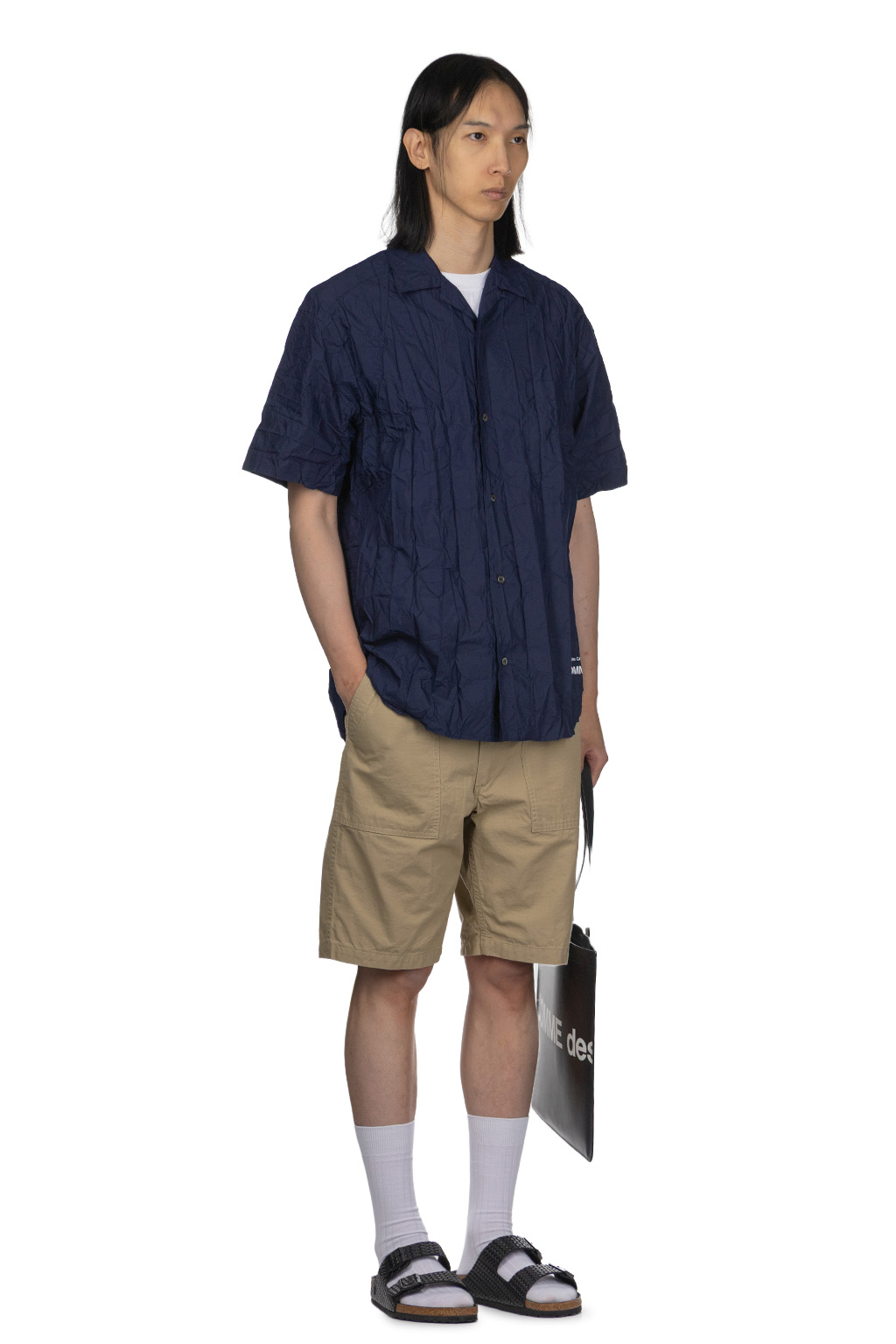 Comme Des Garcons Homme - Cotton x Poly Pleated SS Shirt - Navy