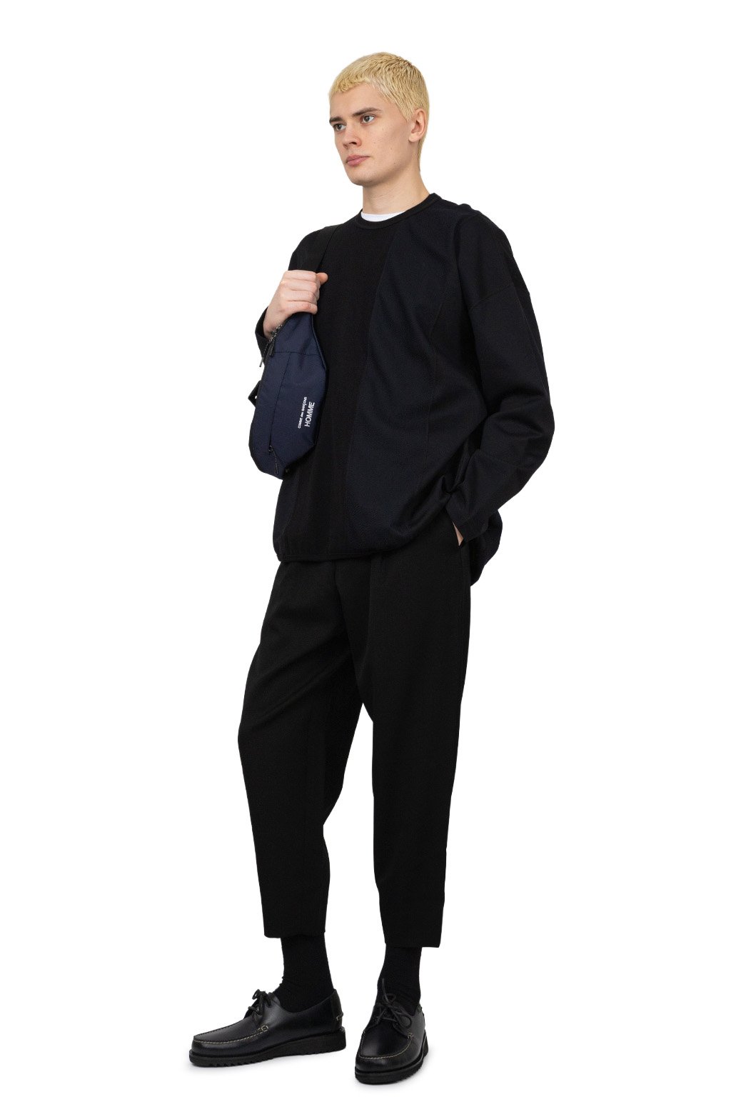 Comme Des Garcons Homme - Poly Wool x Cotton Double Faced Tee - Black