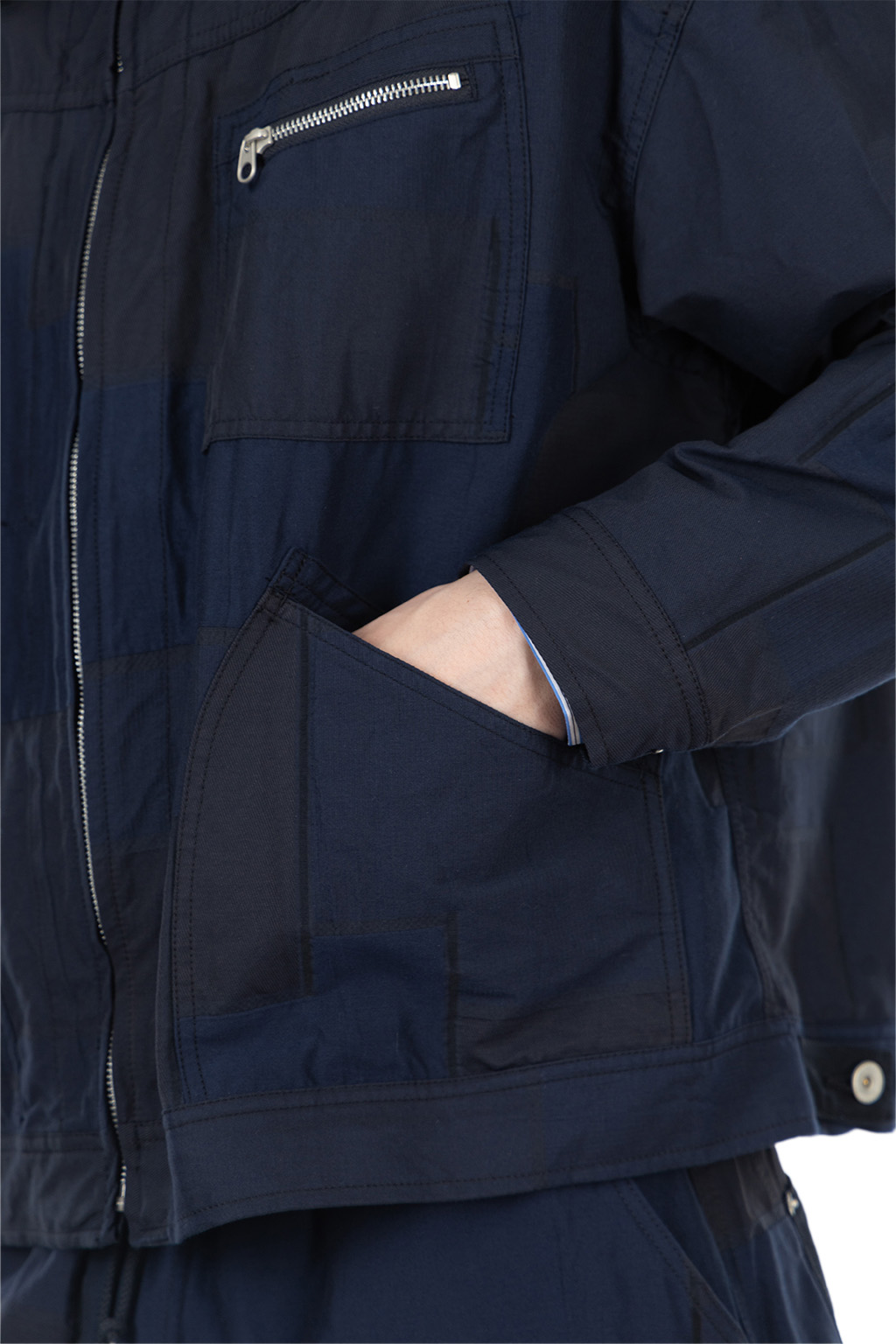 Comme Des Garcons Homme - Patchwork Zipper Jacquard Jacket - Navy