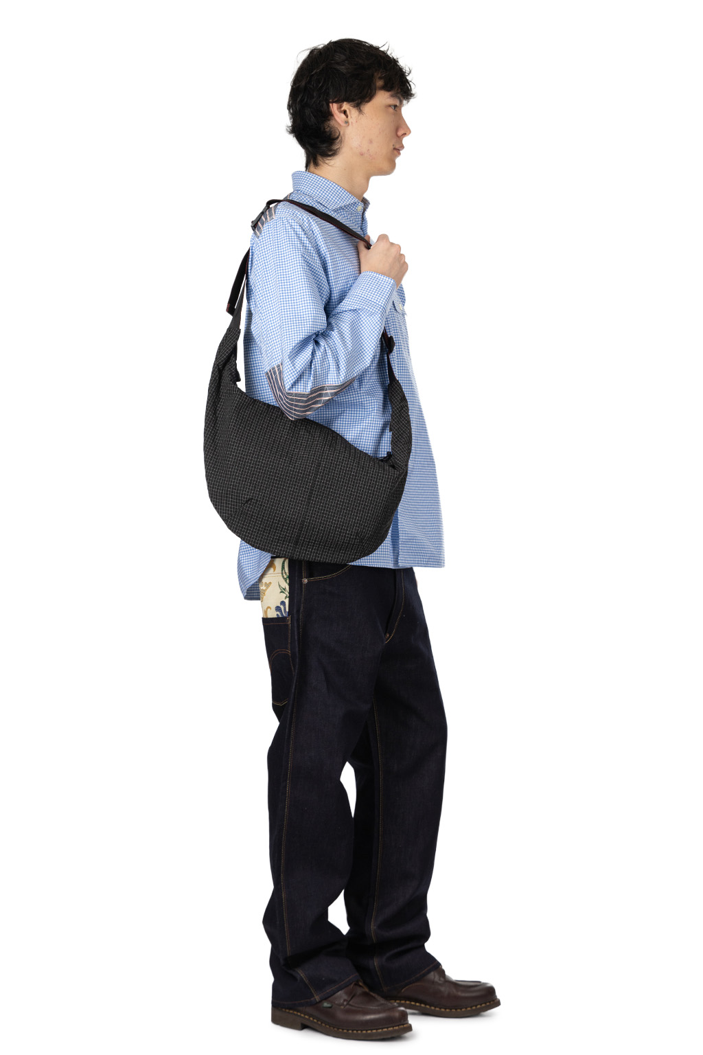 Comme Des Garcons Homme - Polyester Grid Check Pattern Shoulder Bag - Black x White